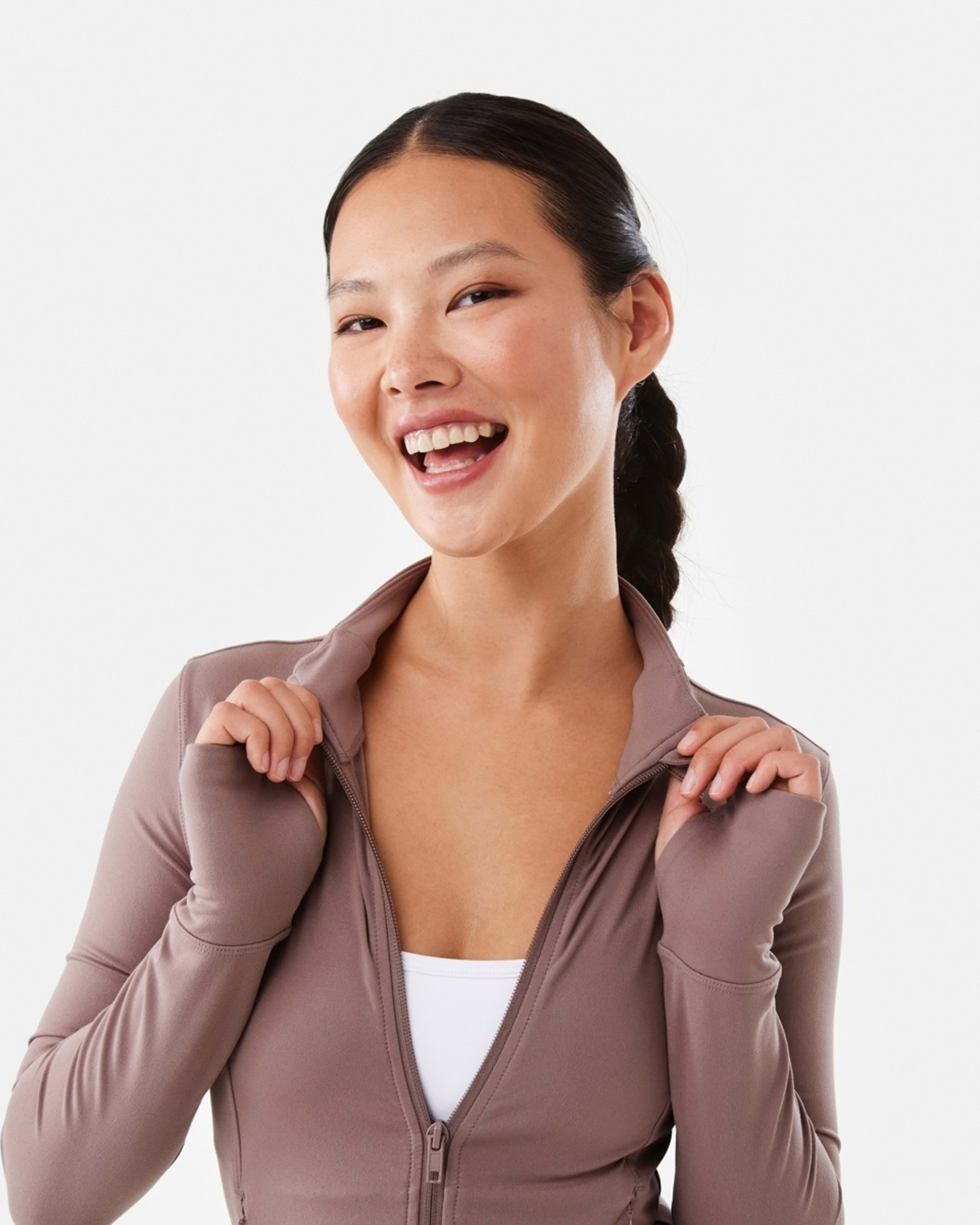 5 Active Womens Long Sleeve Ultrasoft Jacket Taupe Tawn, 5 of 7
