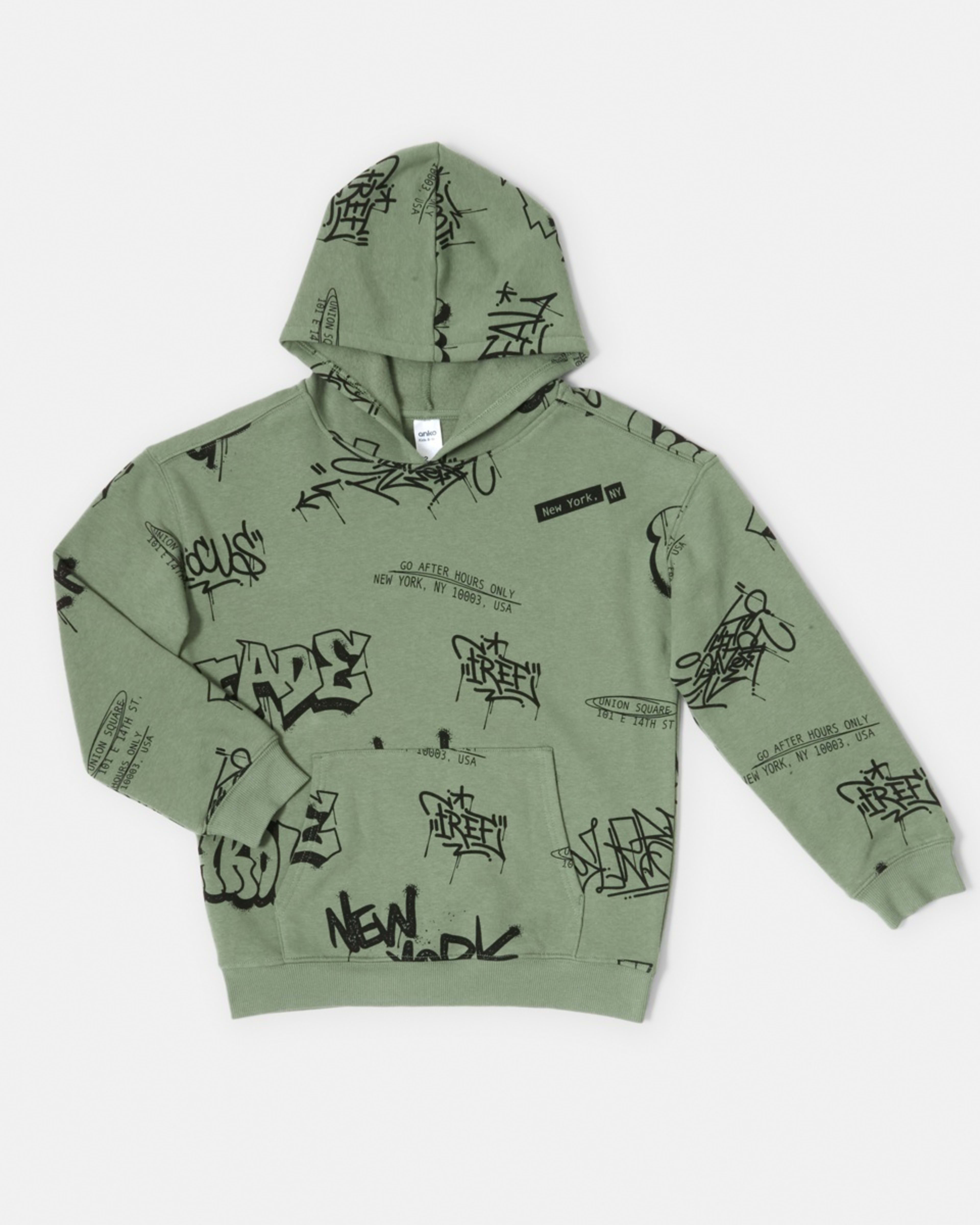 8 Print Pullover Hoodie With Pocket Grn Grfiti, 8 of 9