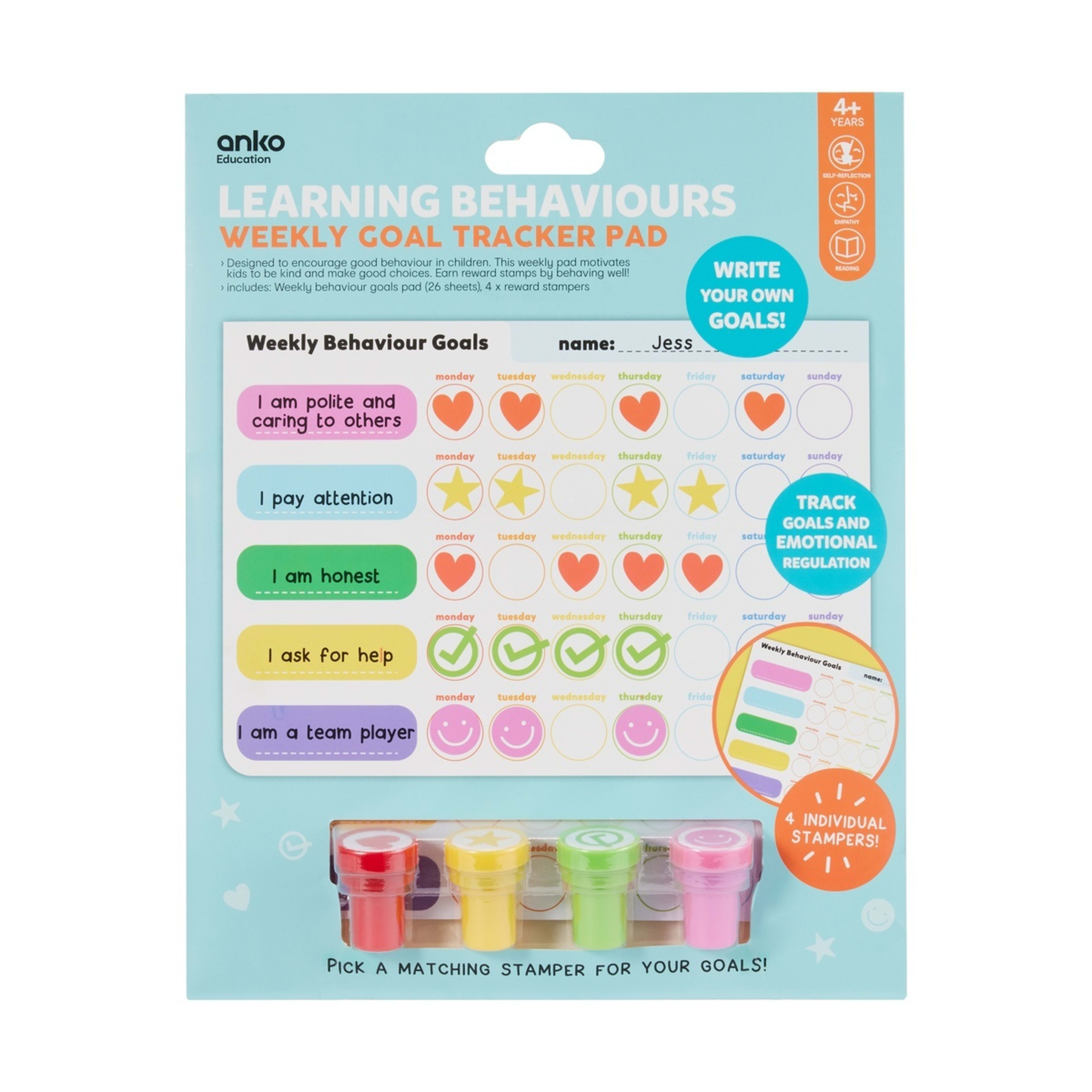 1 Learning Behaviours Weekly Goal Tracker Pad