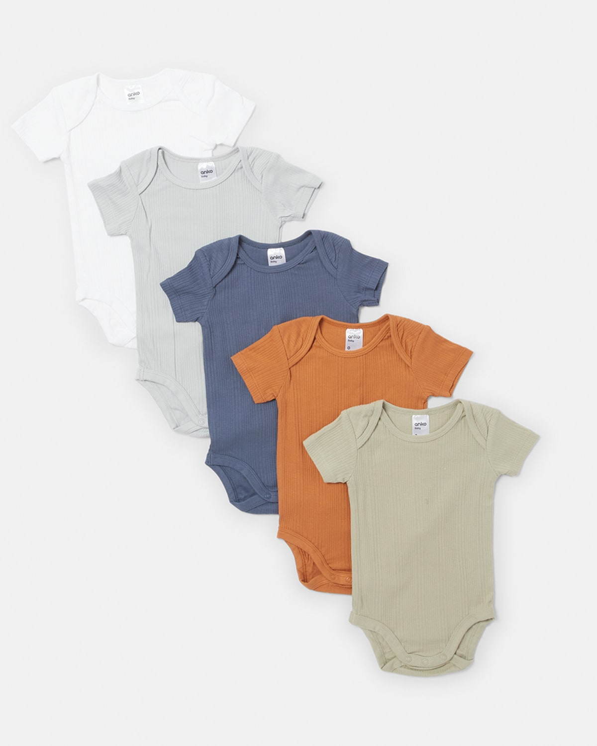 5 Pack Organic Short Sleeve Bodysuit - Kmart