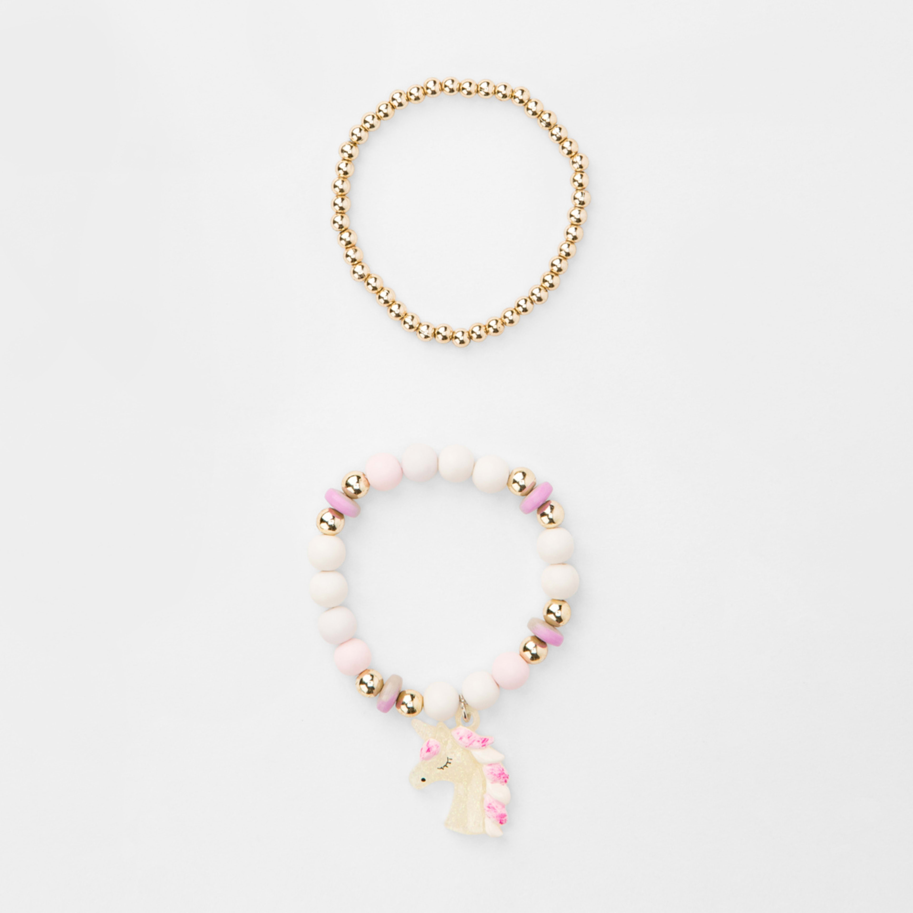 2 Pack White and Pink Beads Unicorn Bracelet Kmart