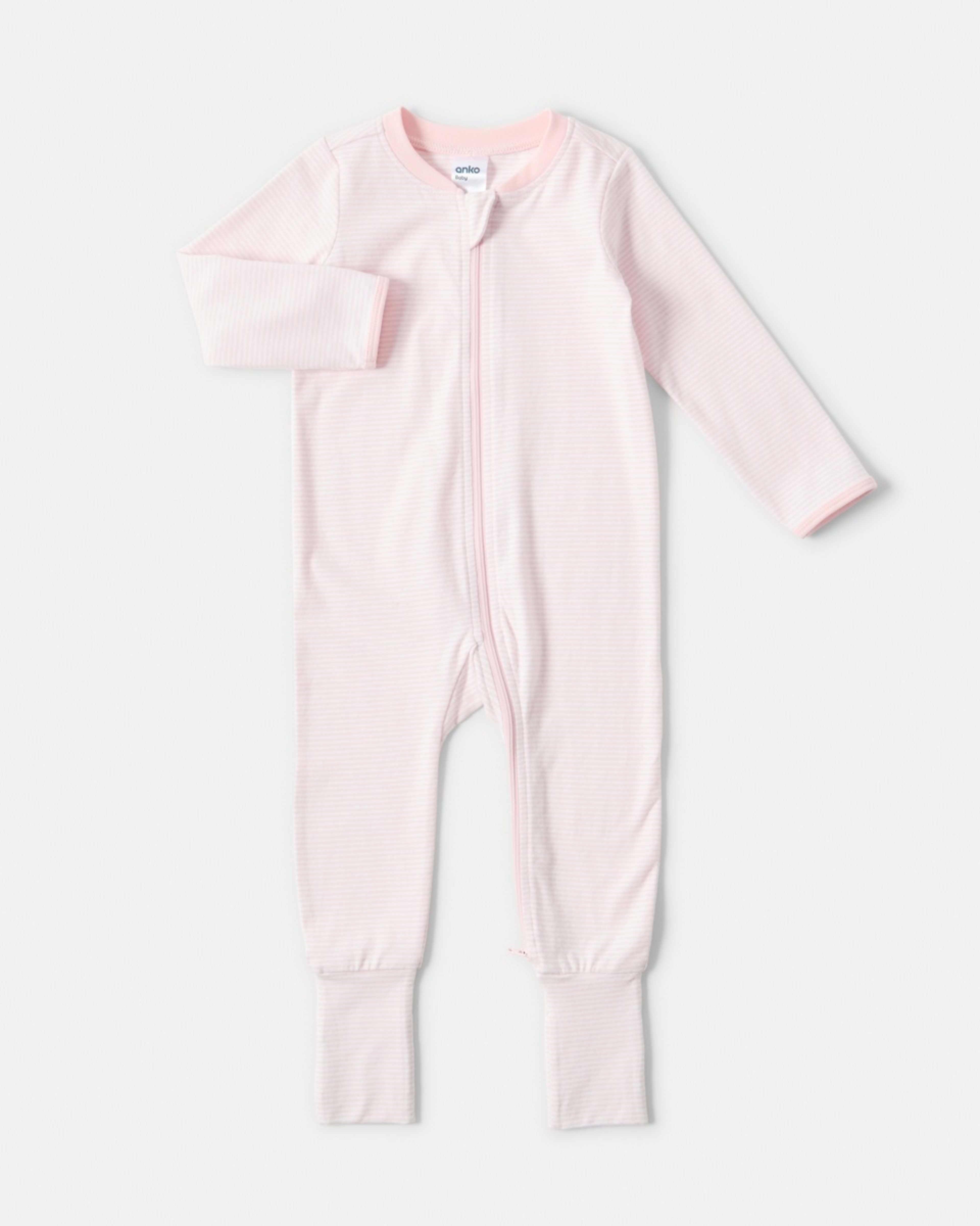 1 Turn Cuff Coverall Pnk Stripe