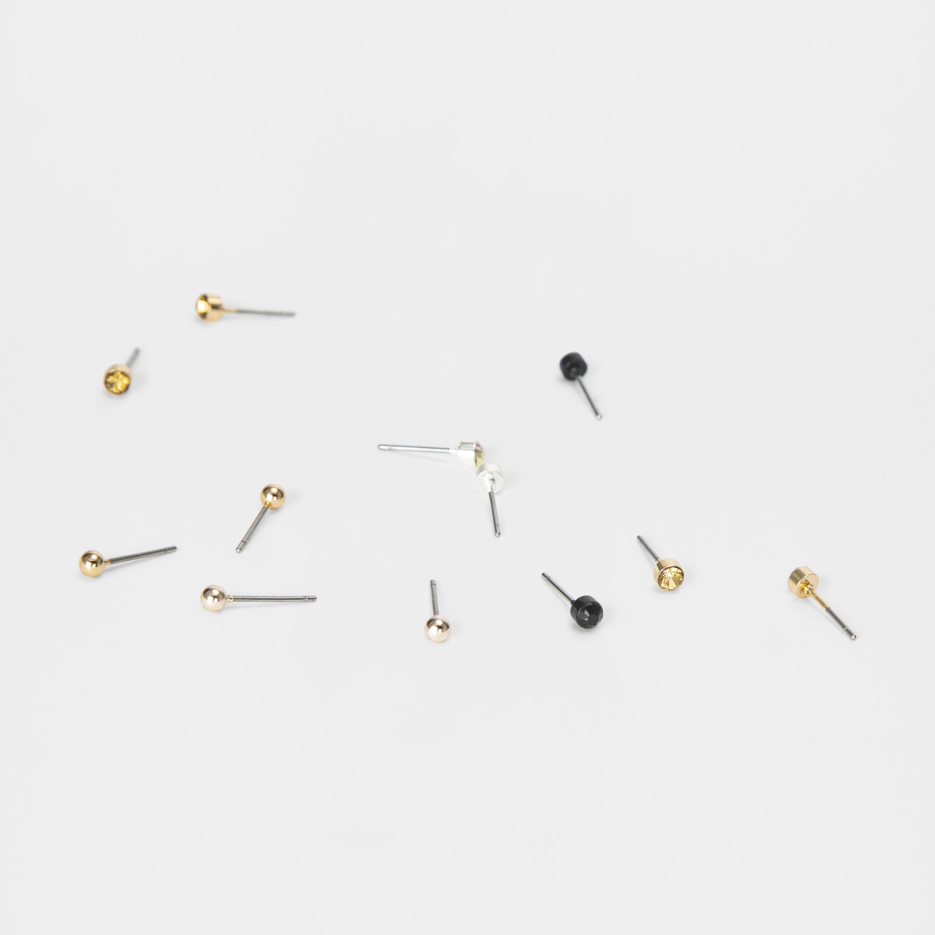 3 6 Pack Small Crystal Stud Earrings - Neutral, 3 of 4