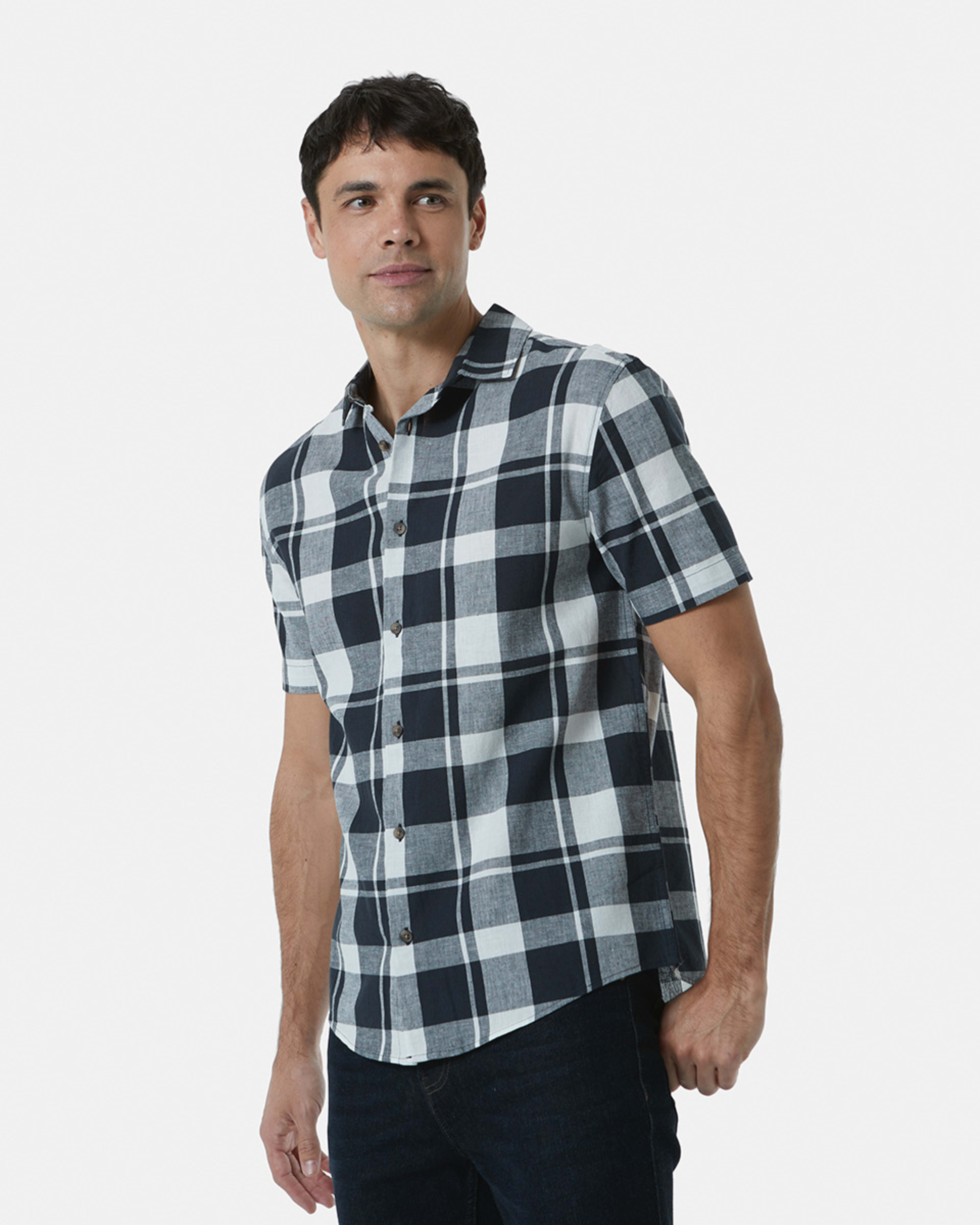 Short Sleeve Check Linen Blend Shirt Kmart