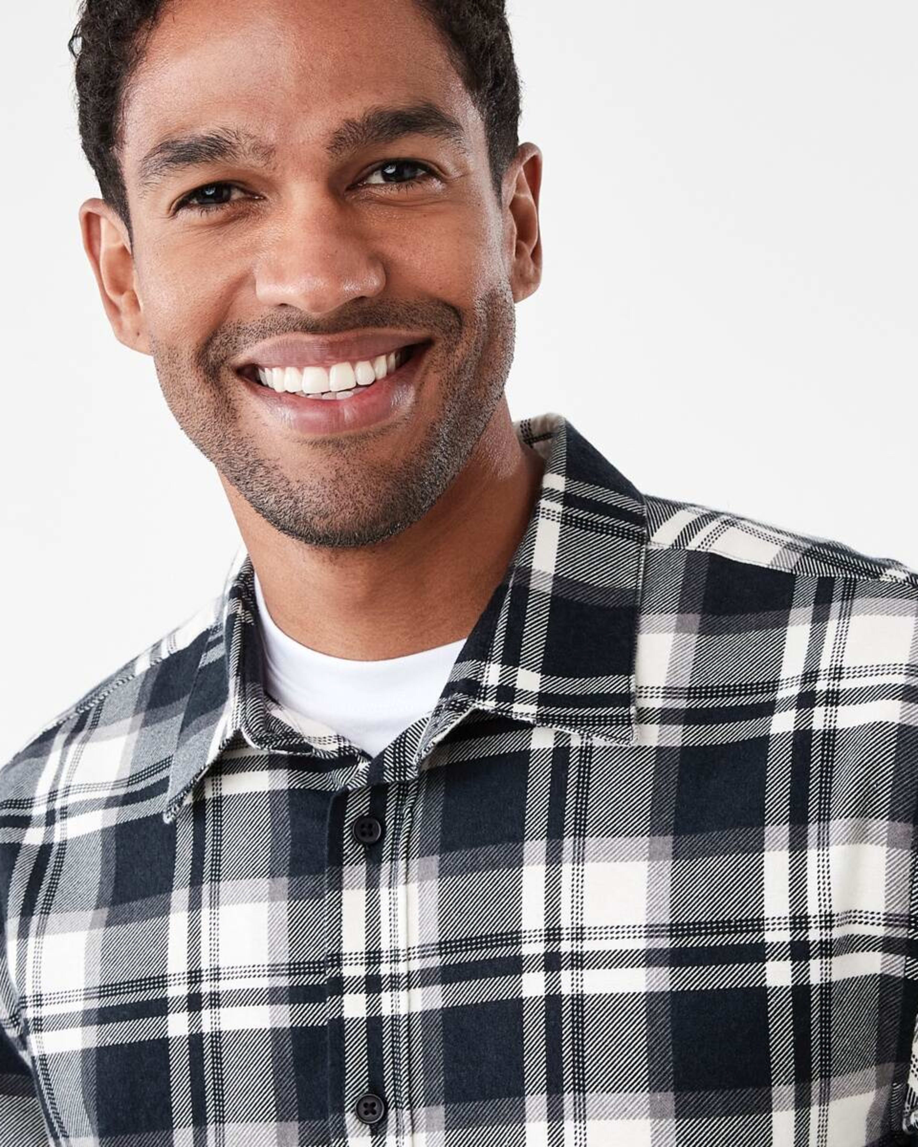 5 Long Sleeve Printed Plaid Shirt Blk Check, 5 of 7