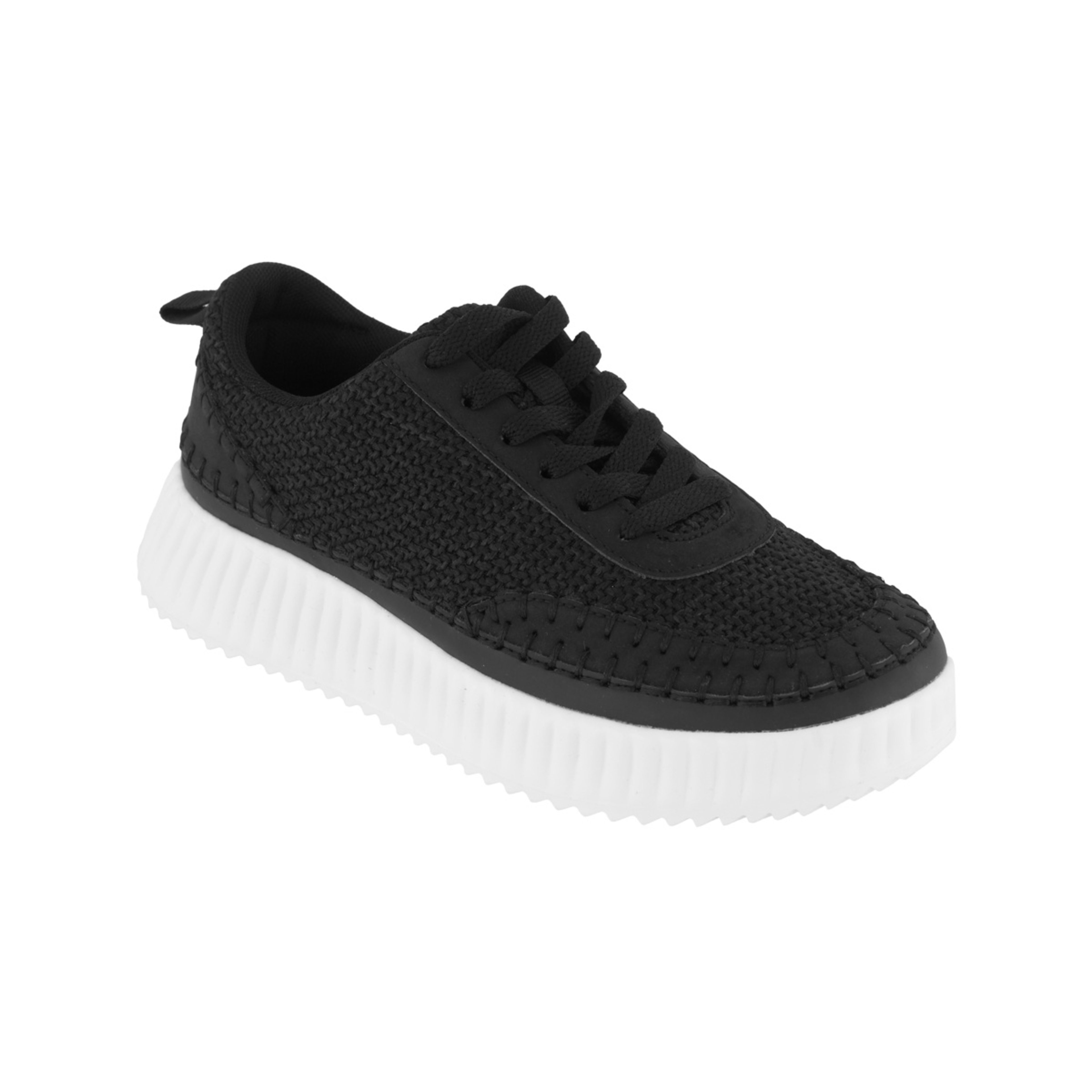 1 Textured Platform Sneakers Black, 1 of 5