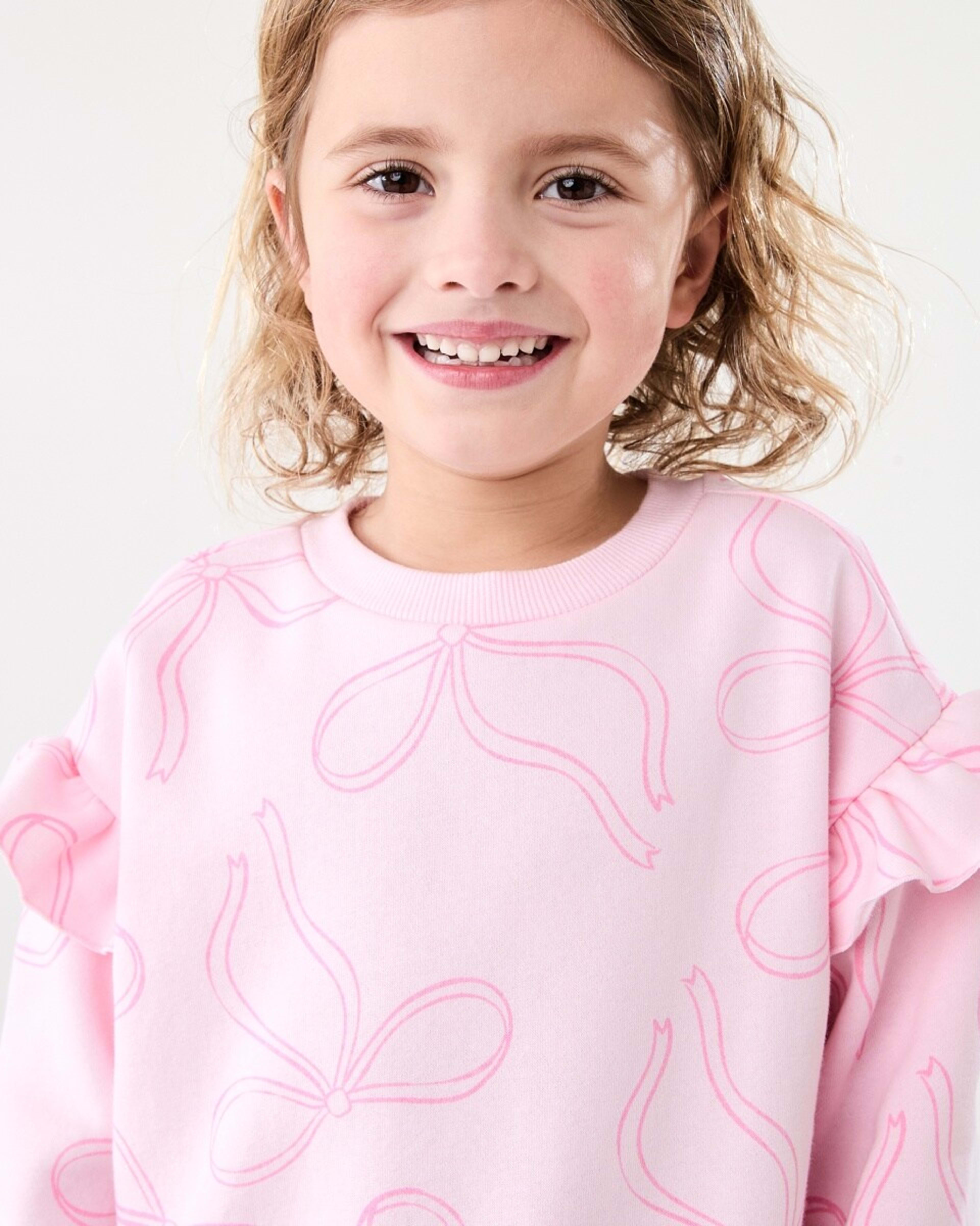 3 Frill Sleeve All Over Print Crew Neck Sweatshirt GRACEFUL BOWS BALLERINA, 3 of 6