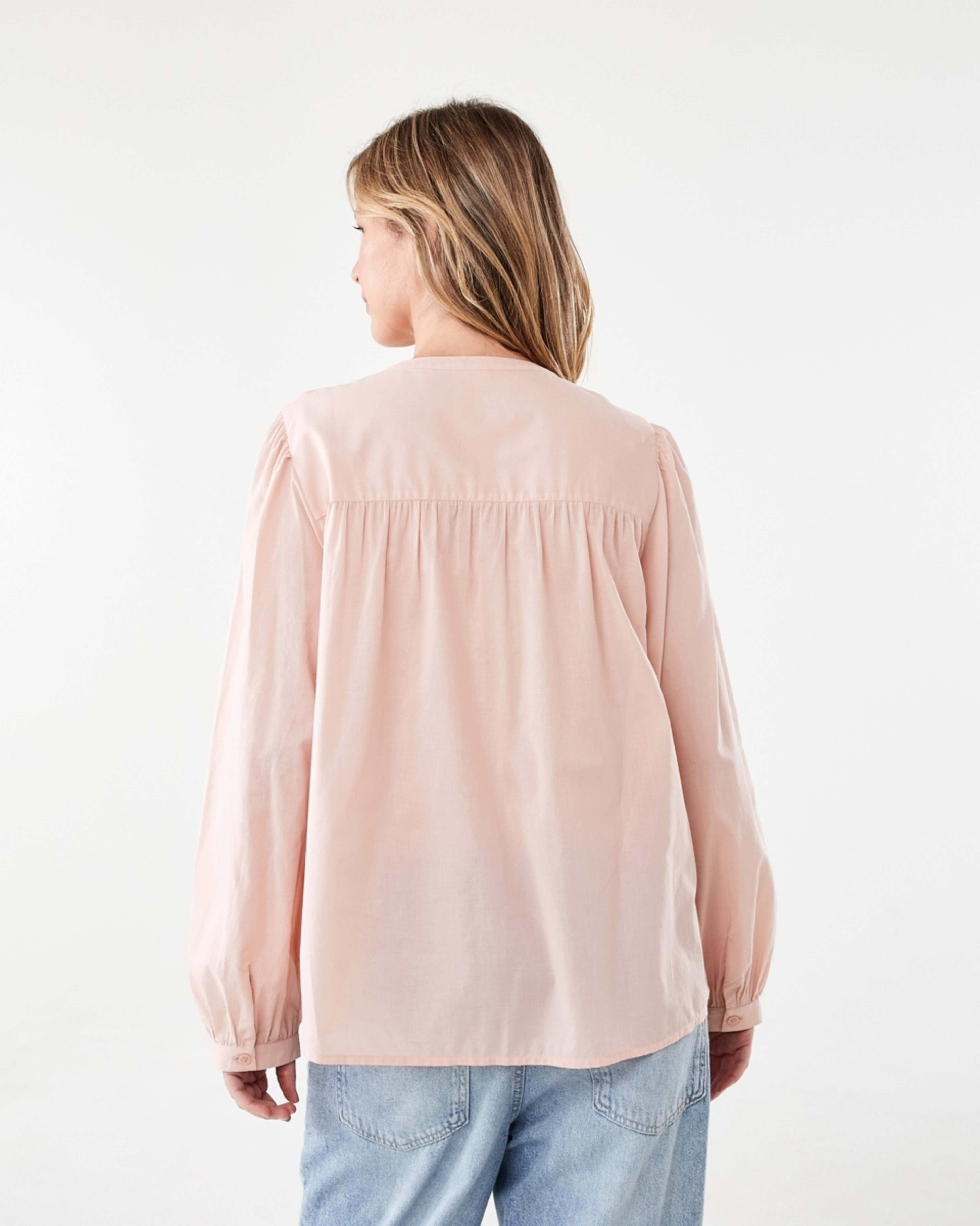 3 Long Sleeve Boho Lace Trim Blouse Rose Pink, 3 of 6