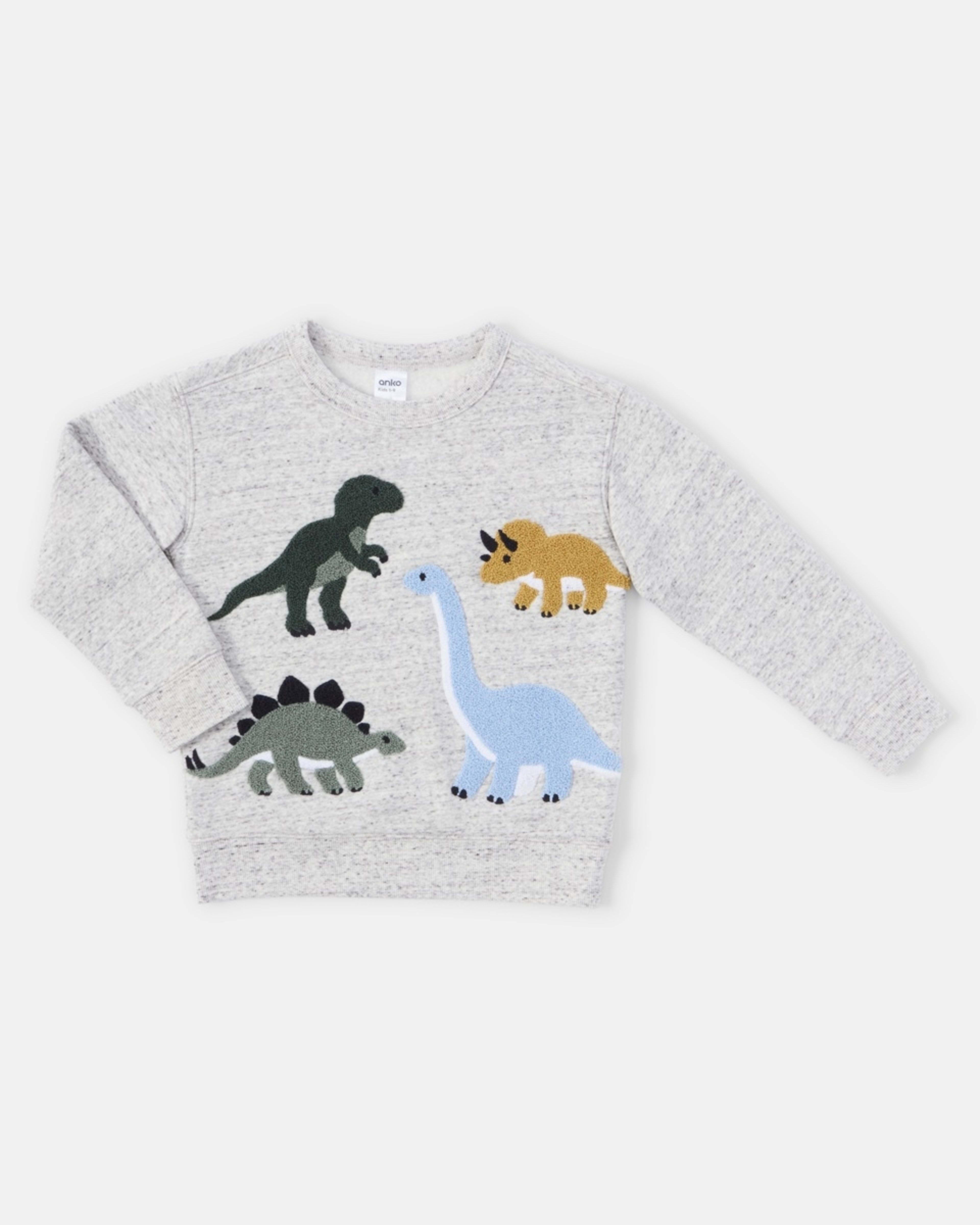 8 Boucle Crew Neck Sweatshirt Dino Boucle Grey Marle, 8 of 9