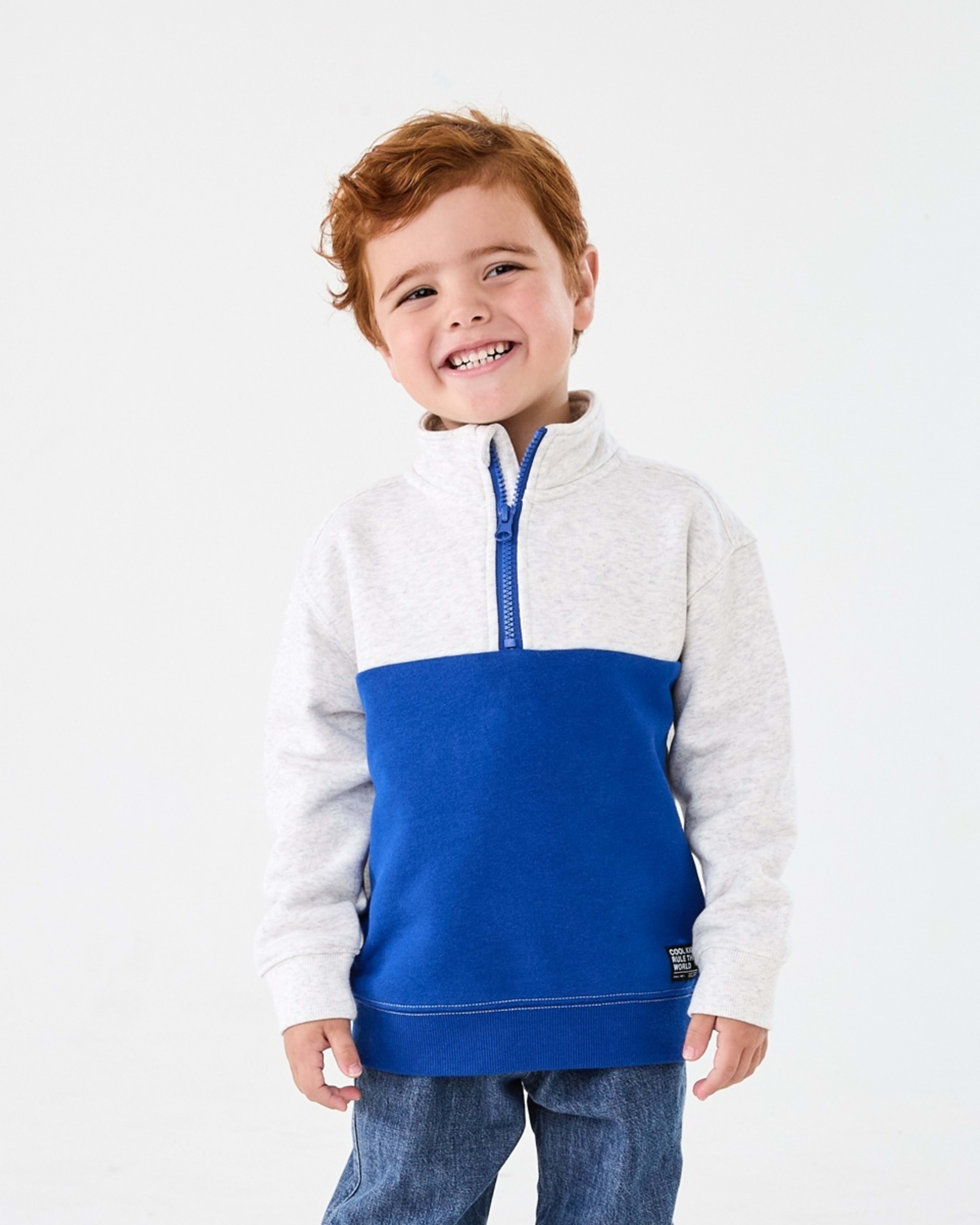 1 Quarter Zip Sweatshirt Wht Marle, 1 of 9