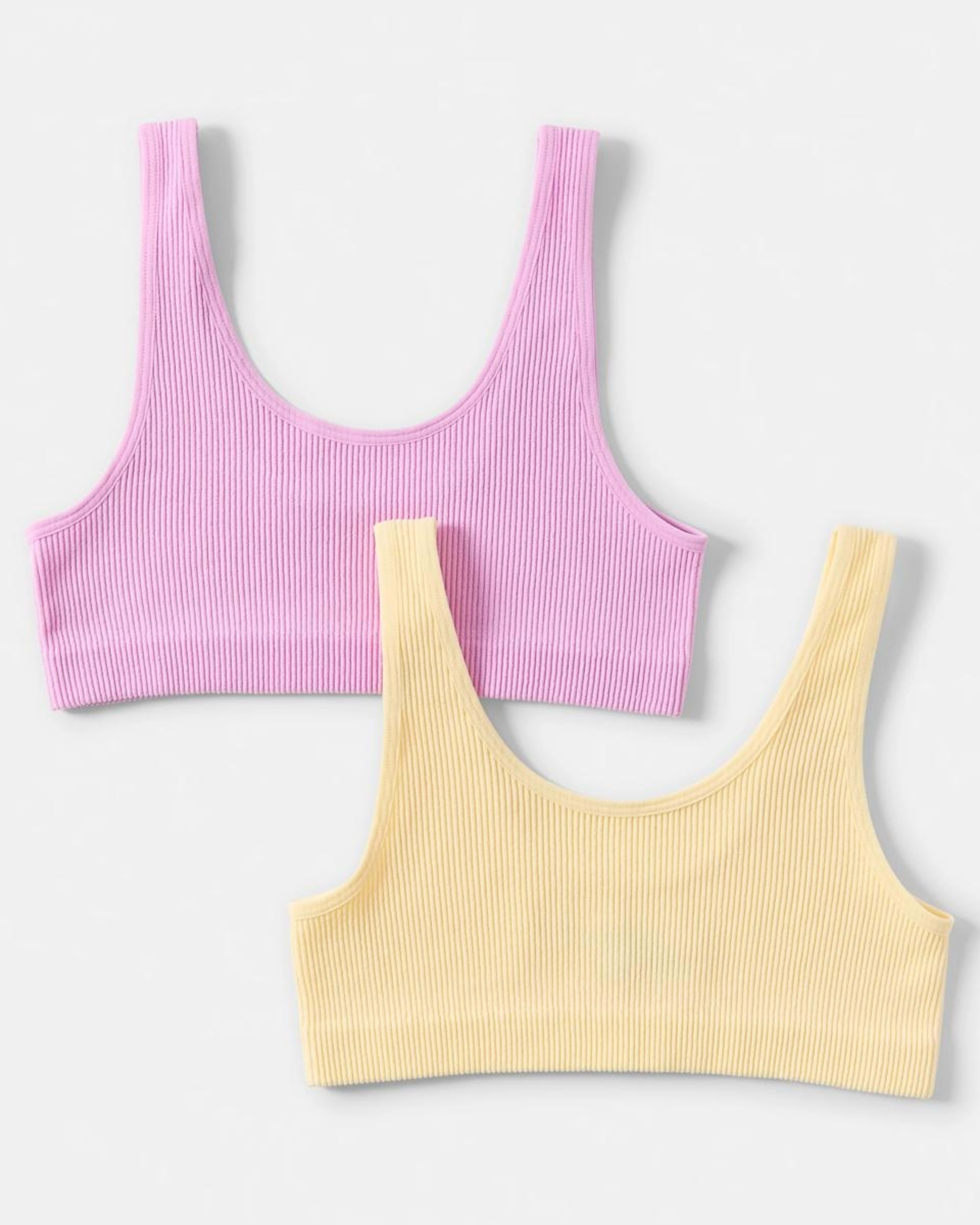 1 2 Pack Rib Seamfree Crop Top PINK, YELLOW, 1 of 3