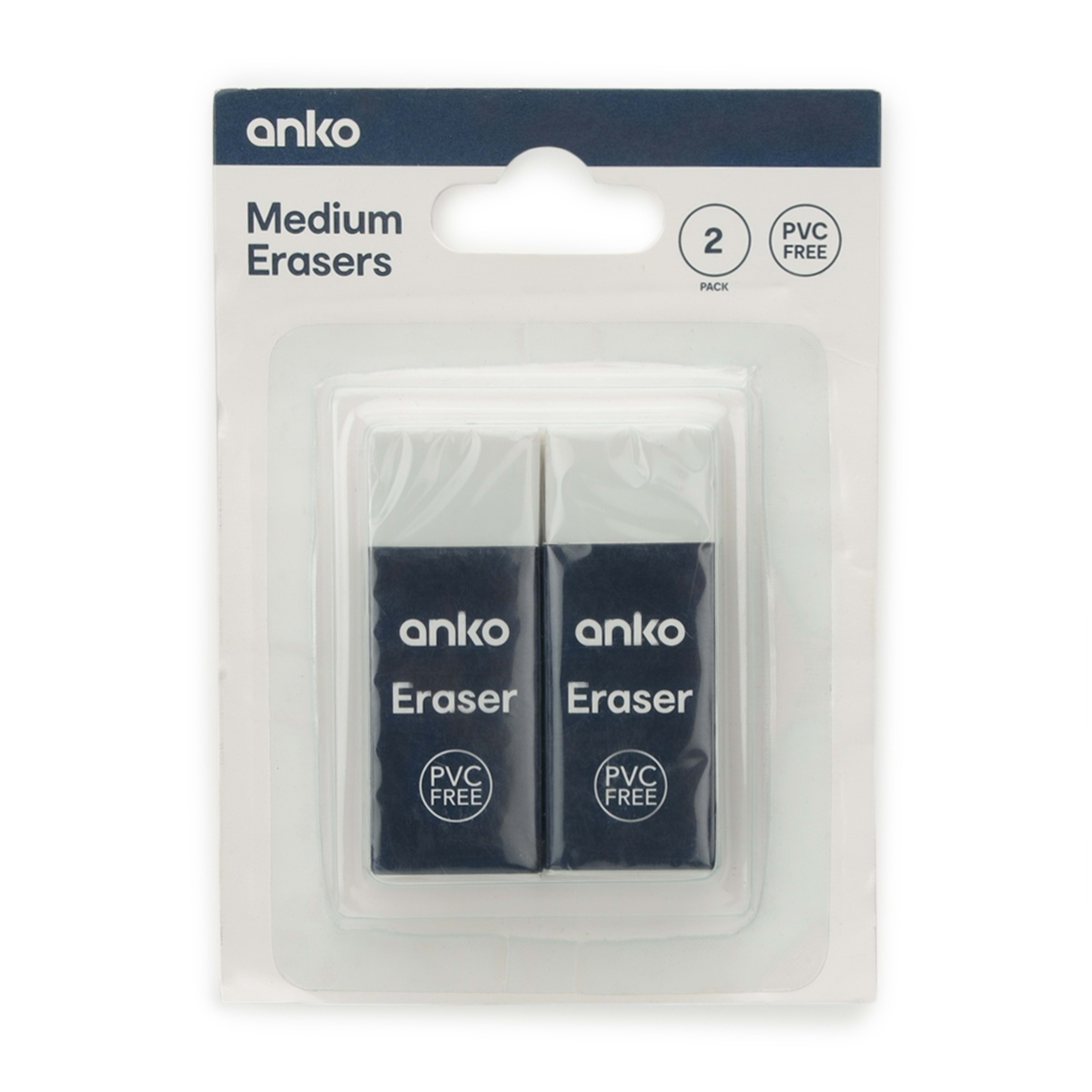 1 2 Pack Medium Erasers