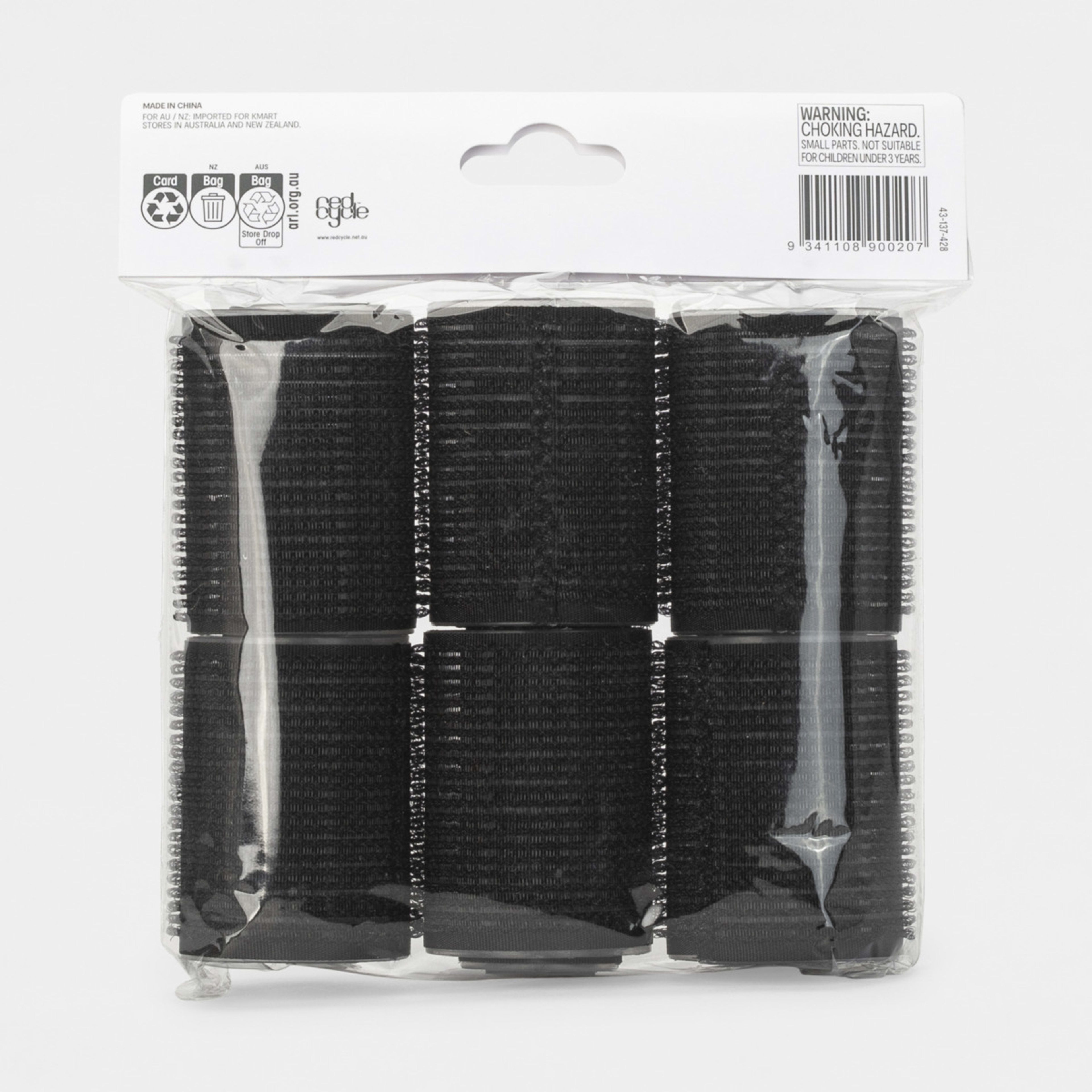 16 Pack Self Hold Rollers Black Kmart