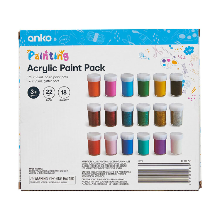 18 Pack Acrylic Paint Kmart