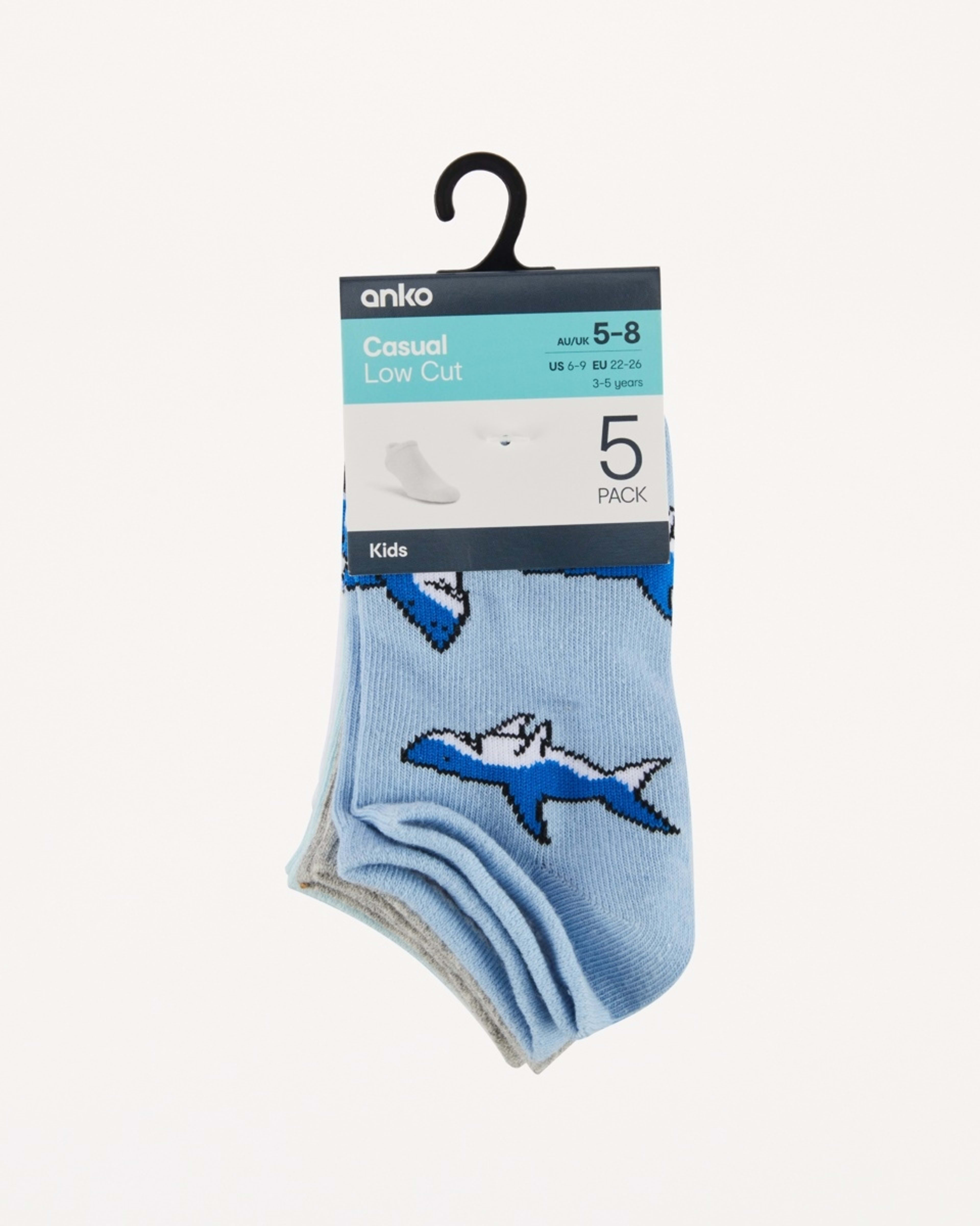 3 5 Pack Low Cut Socks BLUE SHARKS, 3 of 3