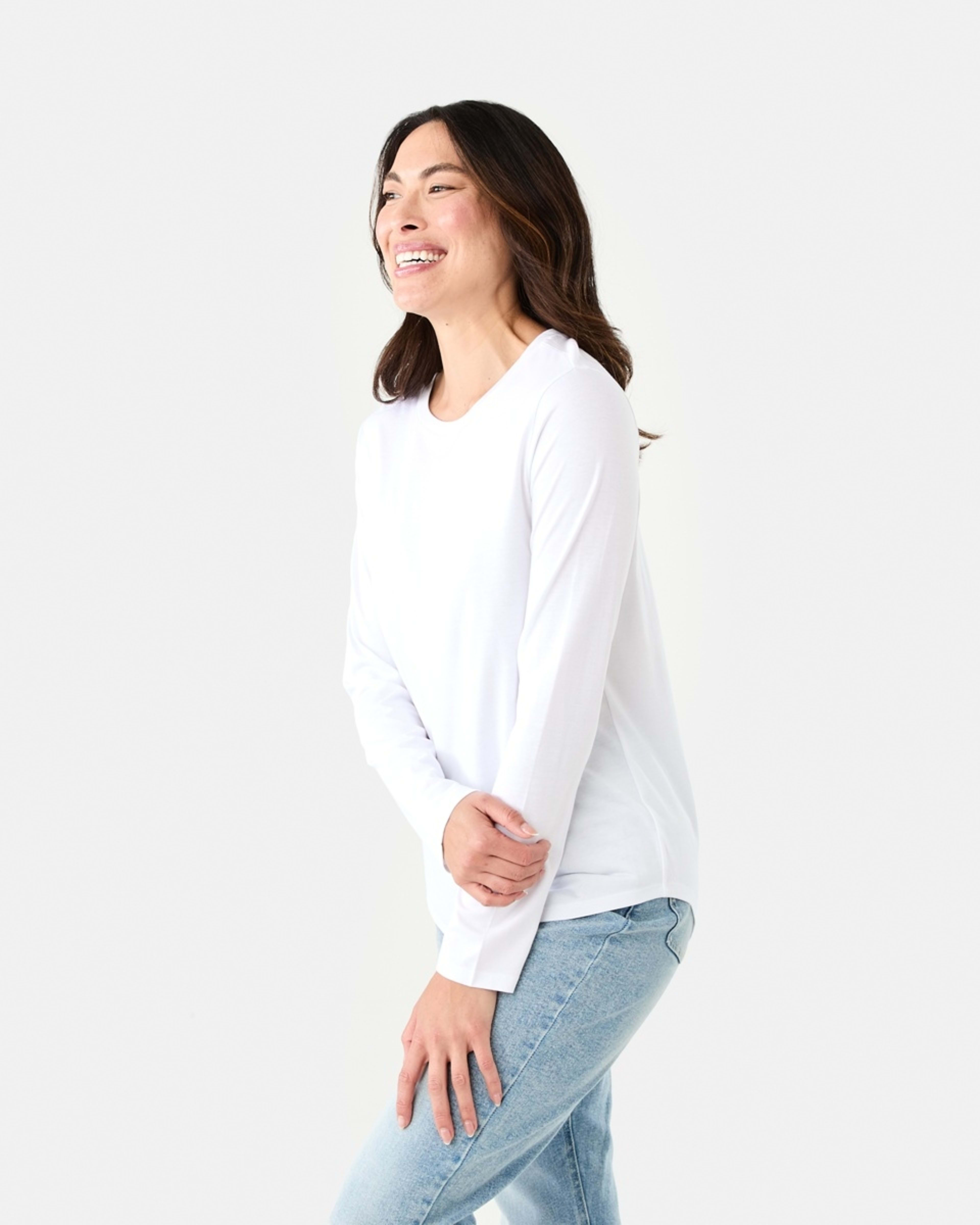 2 Long Sleeve Cotton Modal T-shirt WHITE, 2 of 6