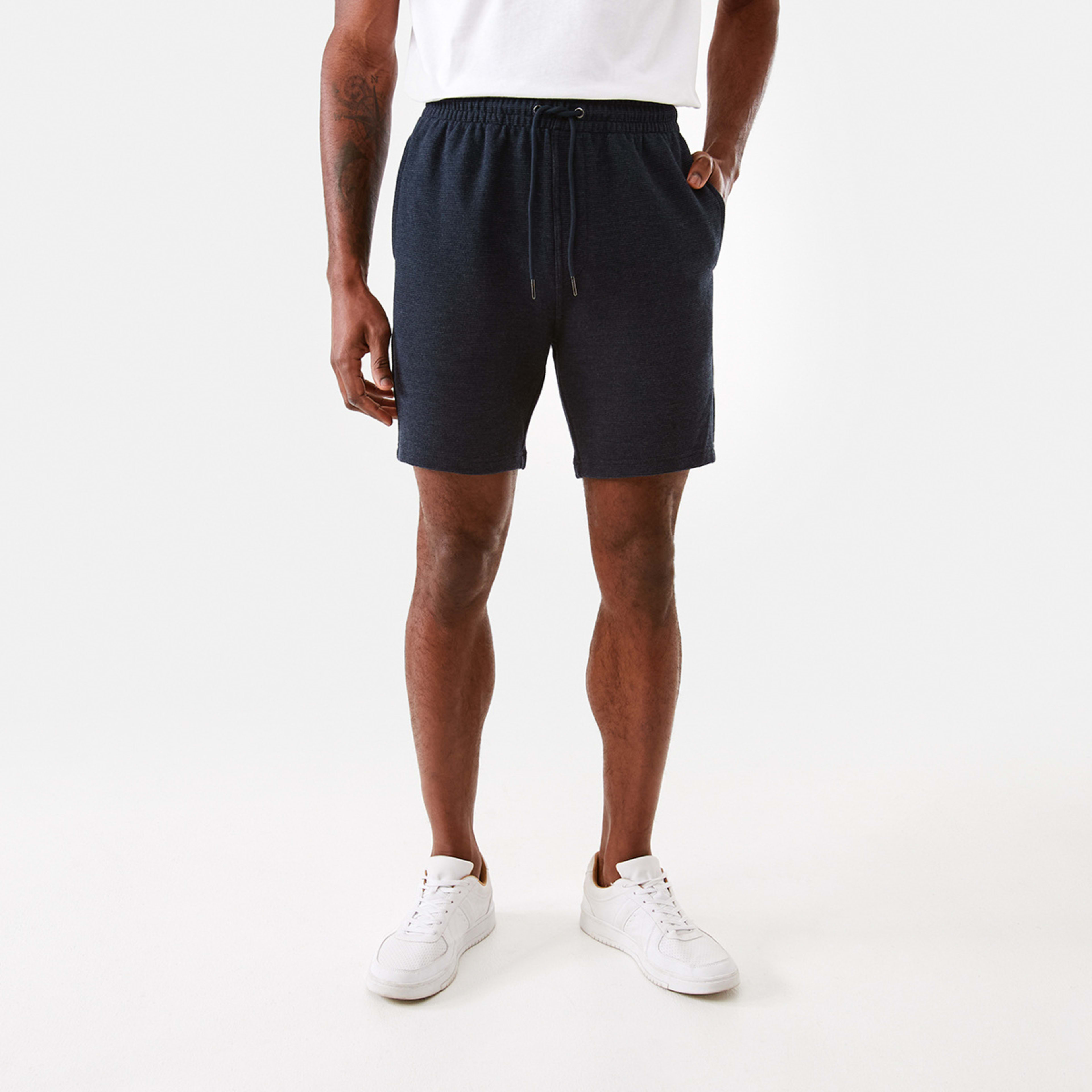 6 Textured Fleece Shorts Blu Marle, 6 of 6