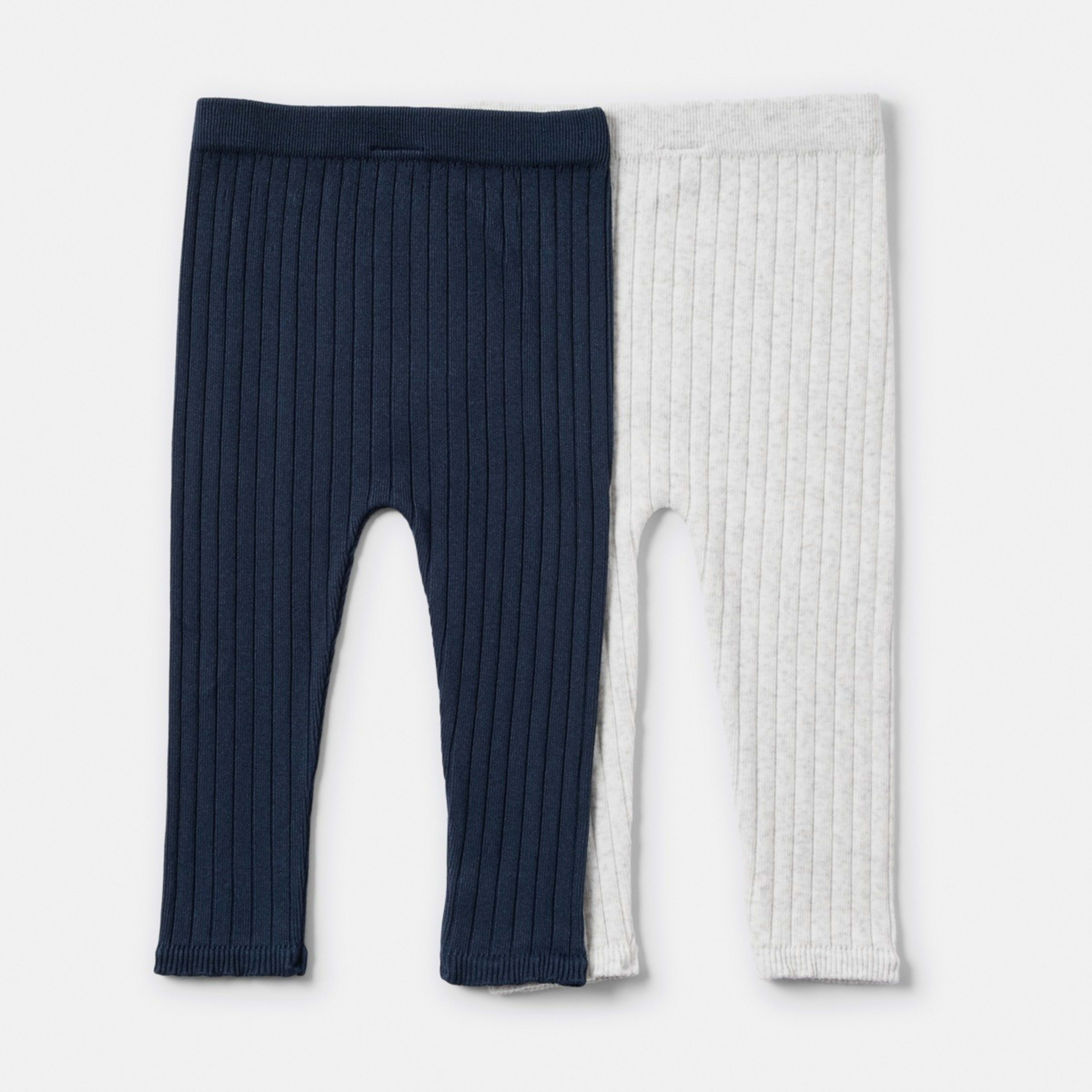 2 2 Pack Rib Leggings Blue, White Marle, 2 of 6