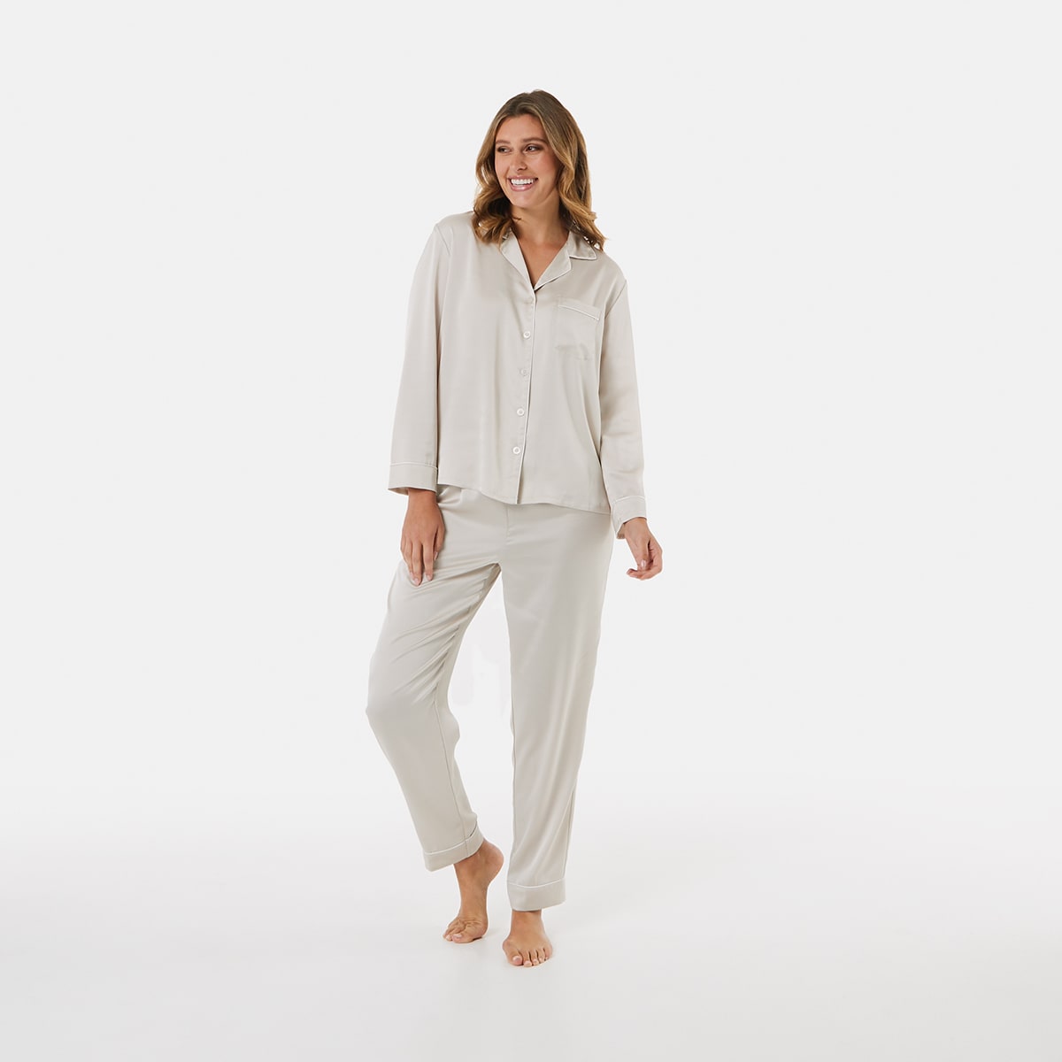 Long Sleeve Top and Pant Satin Pyjama Set Kmart