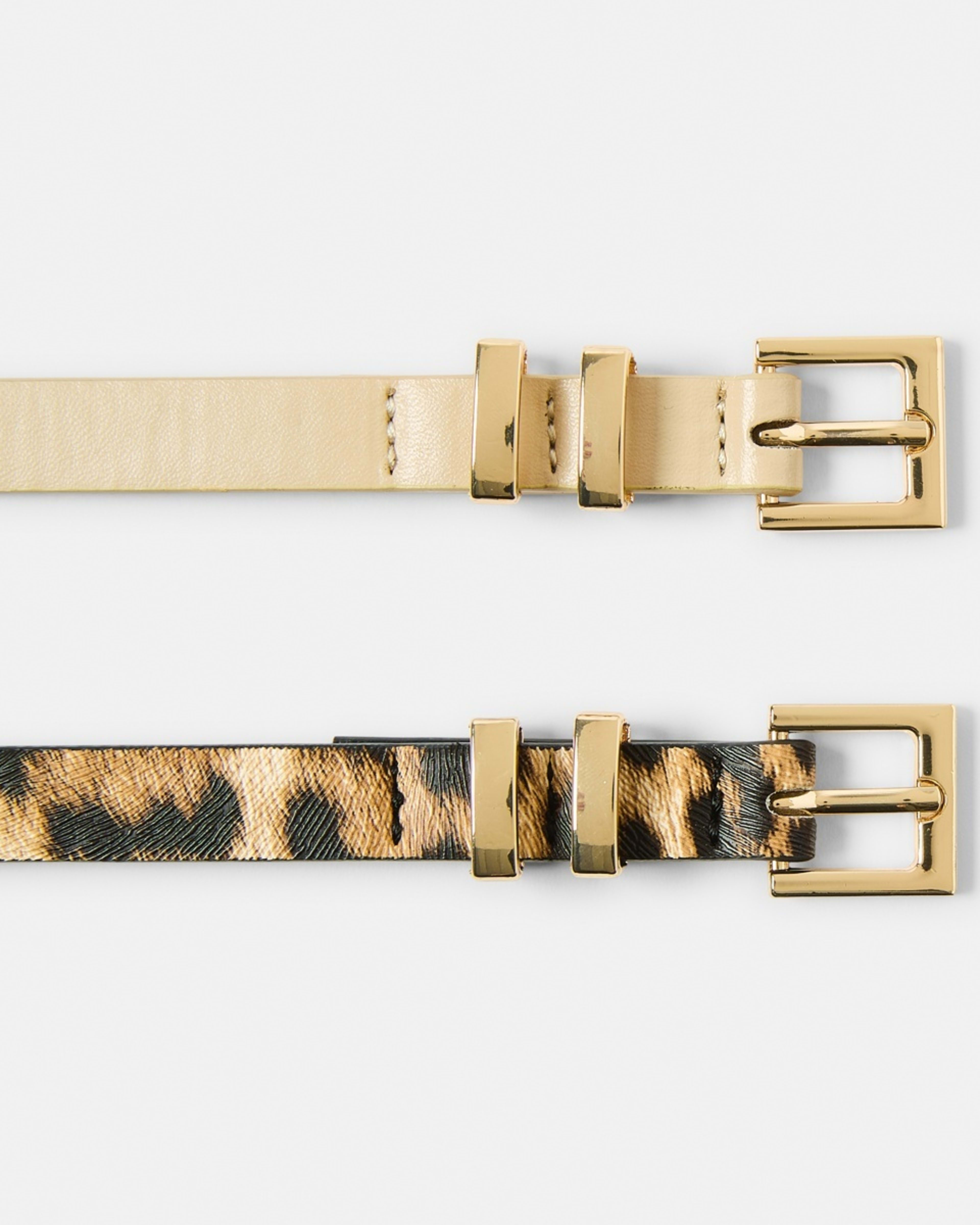 2 2 Pack Skinny Belts LEOPARD BEIGE, 2 of 6