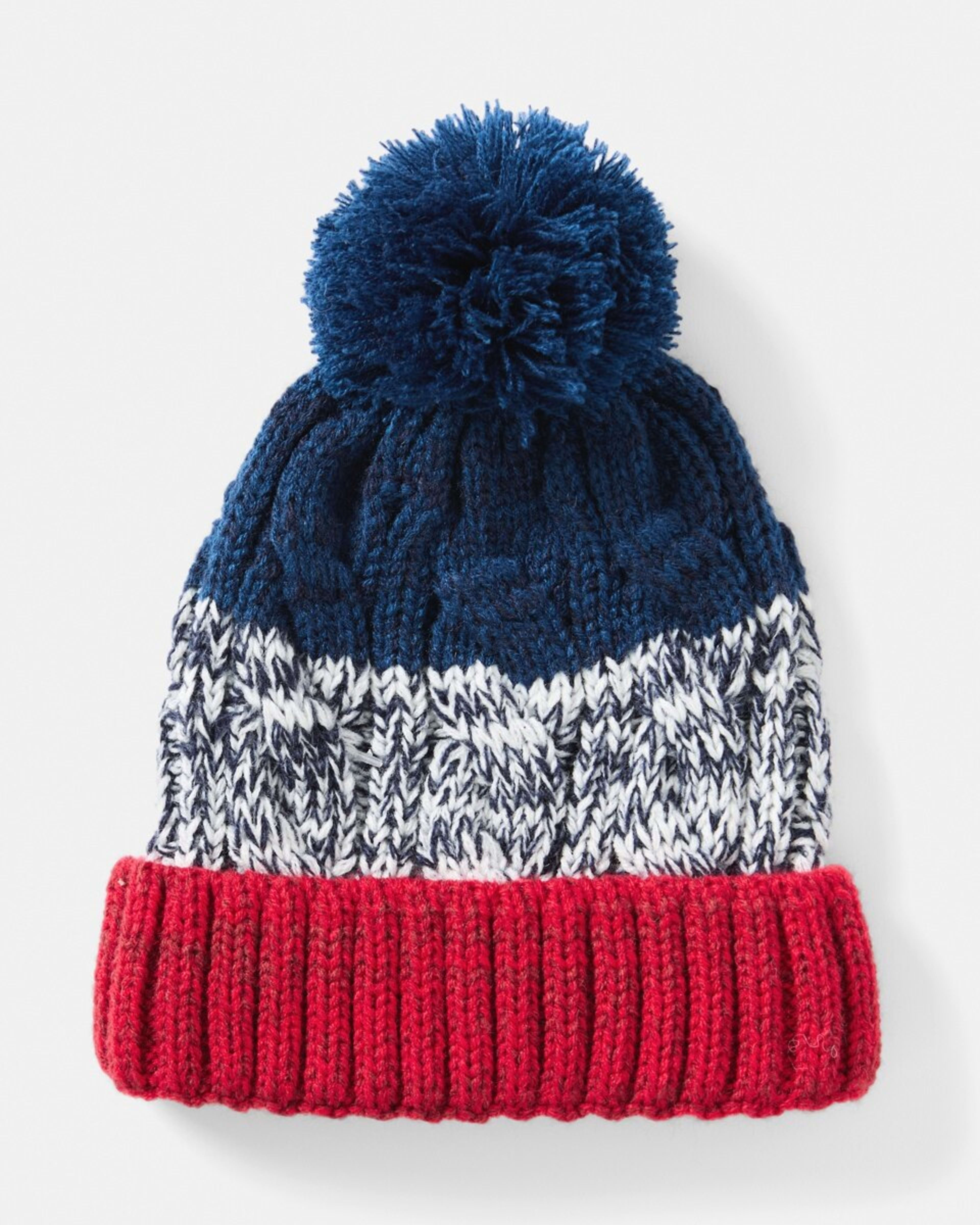 2 Cable Block Beanie Colour Block Red, 2 of 3