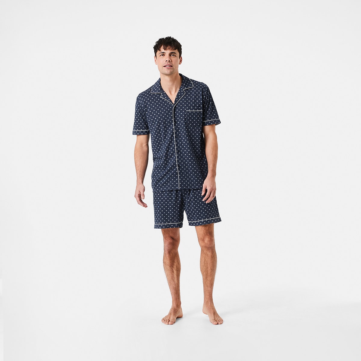 Short Sleeve Button Through Knit Pyjama 
