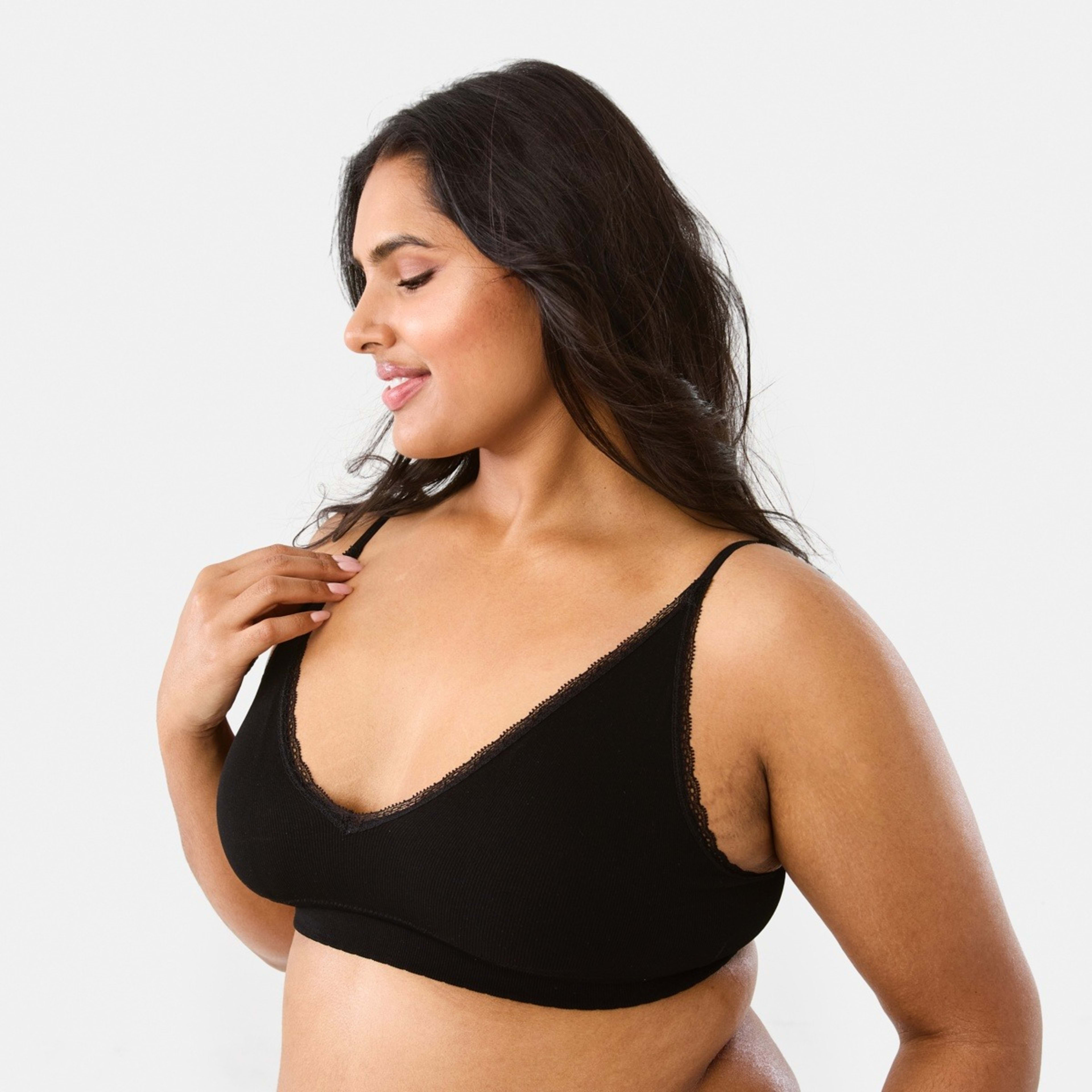 8 2 Pack Seamfree Rib Bralette Small Ditsy, Black, 8 of 10