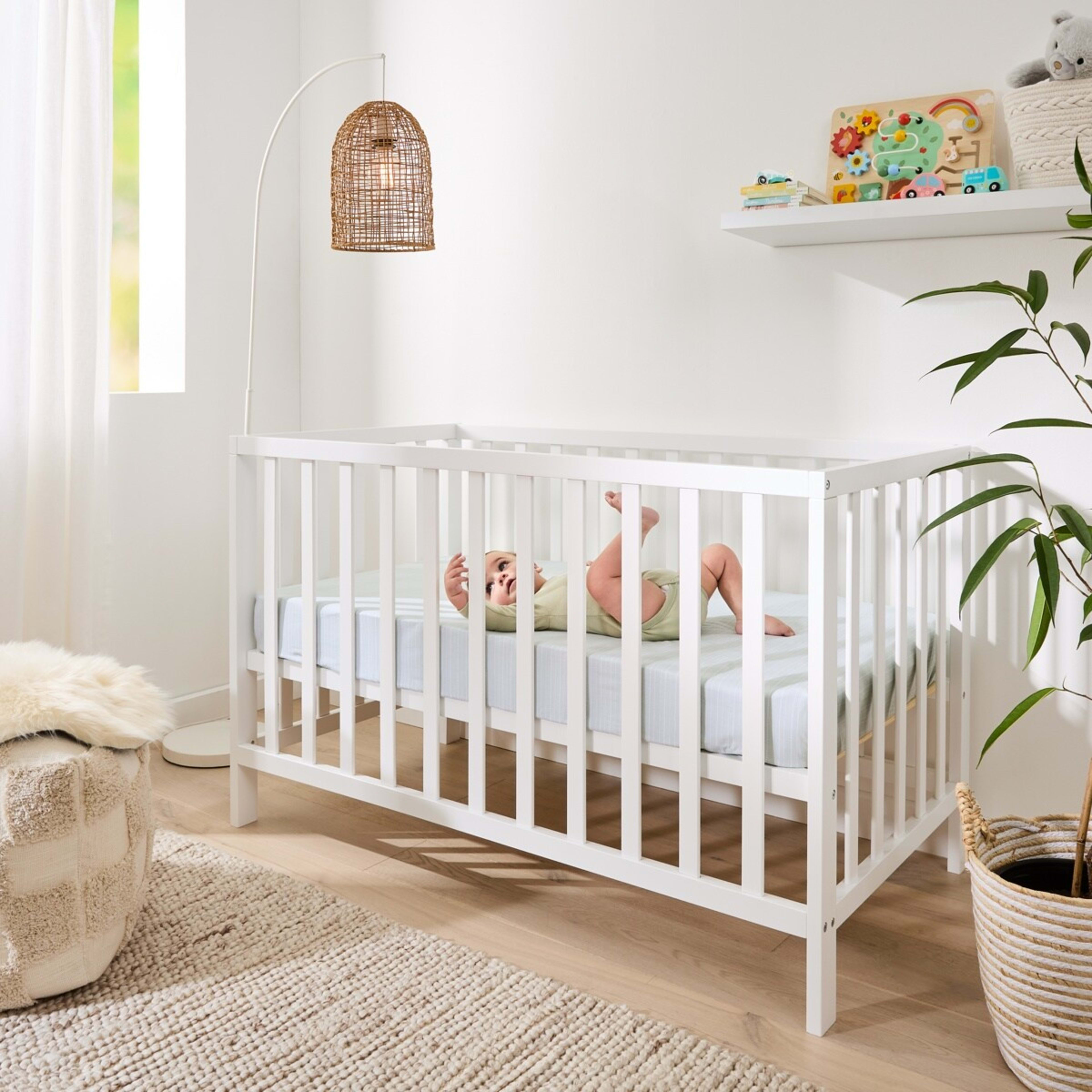 1 White Wooden Cot, 1 of 9