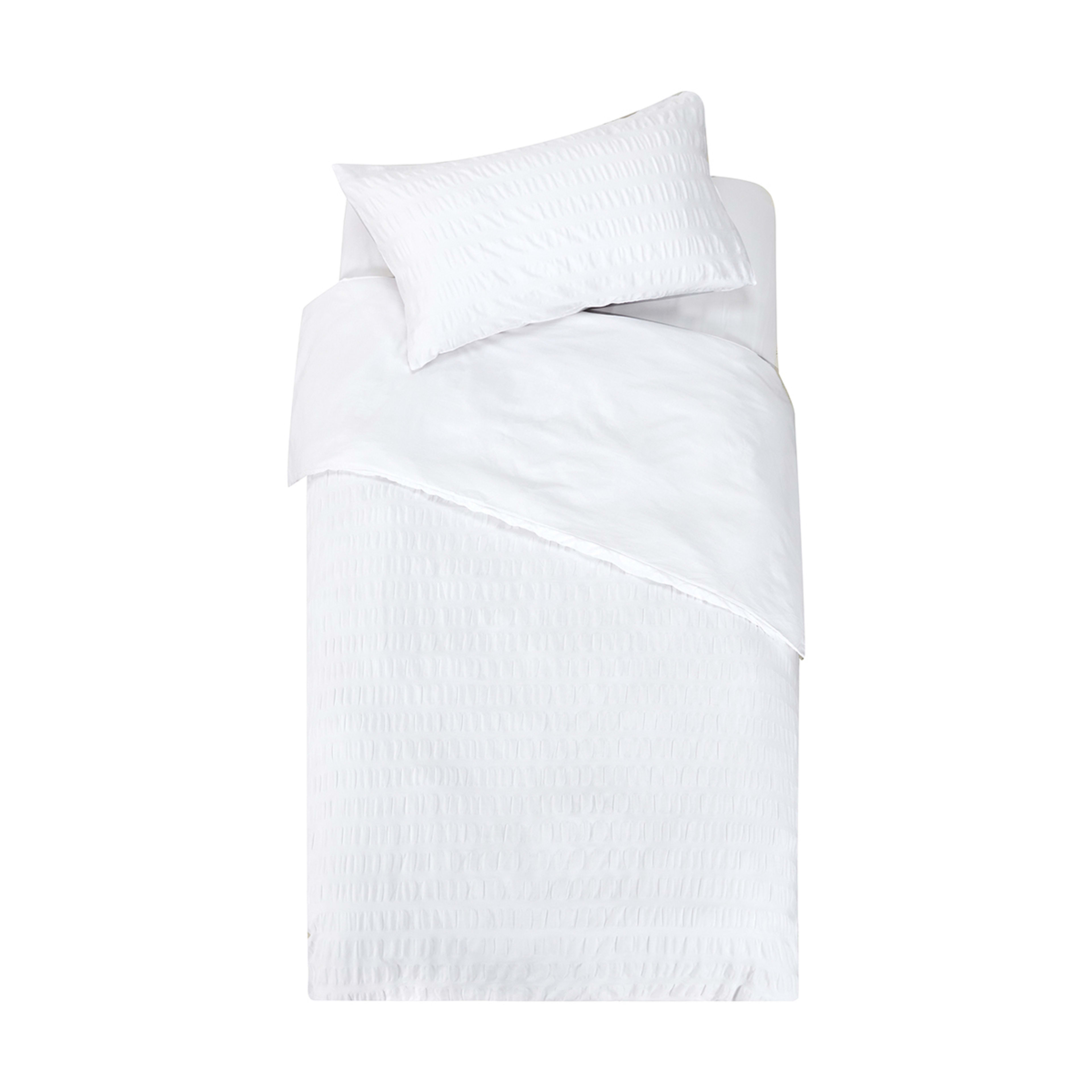 Amity Seersucker Quilt Cover Set Single Bed, White Kmart NZ