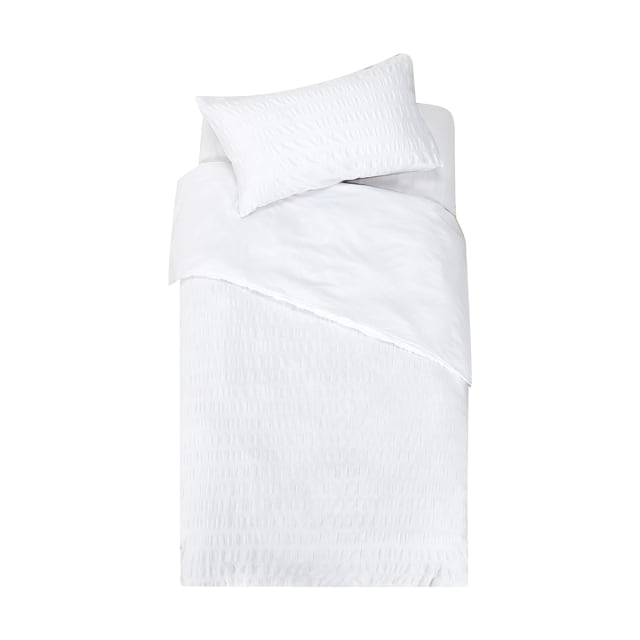 Amity Seersucker Quilt Cover Set Single Bed, White Kmart