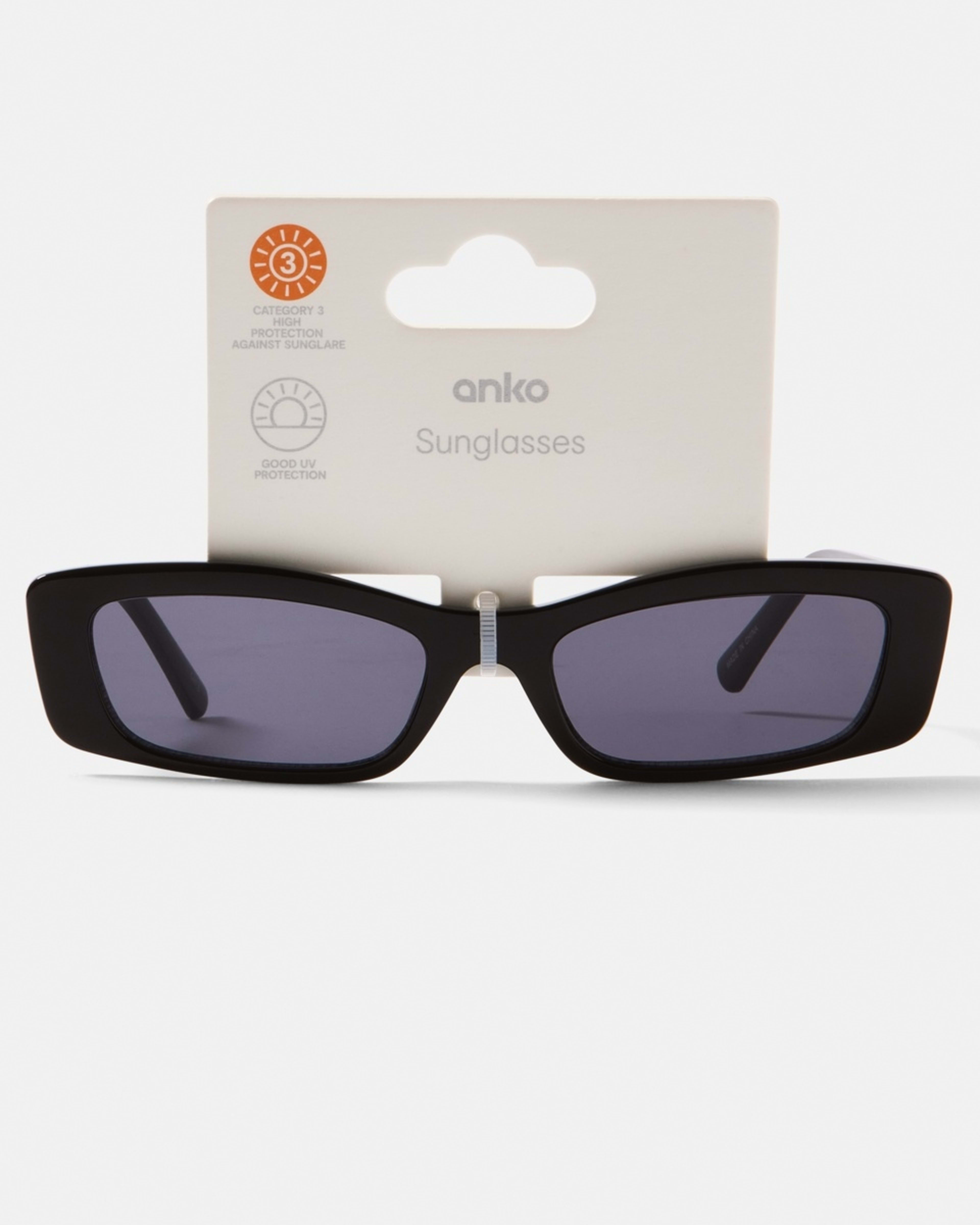 6 Womens Slim Rectangle Sunglasses ACCESSORIES BLACK, 6 of 6