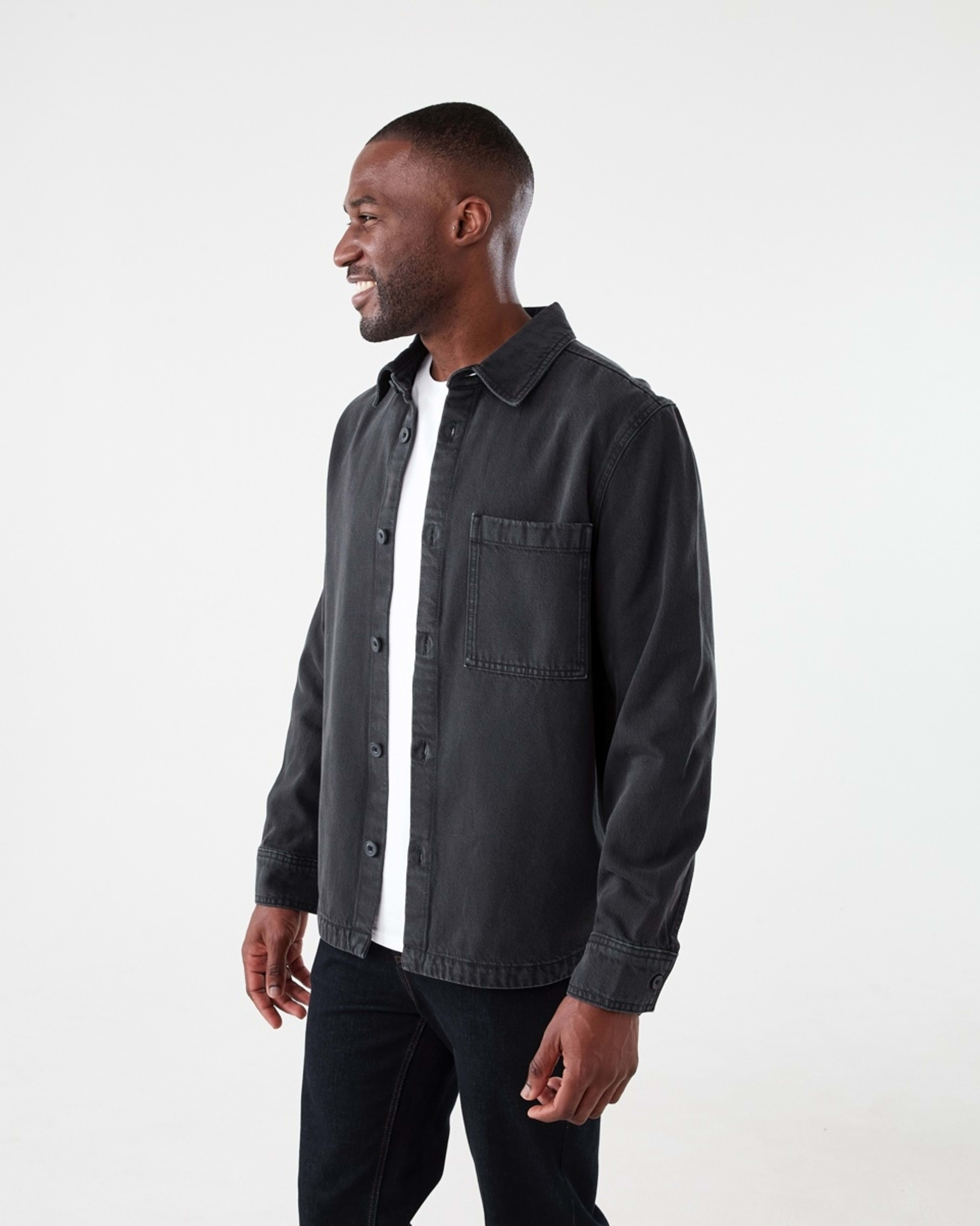3 Long Sleeve Denim Overshirt WASHED BLACK, 3 of 7