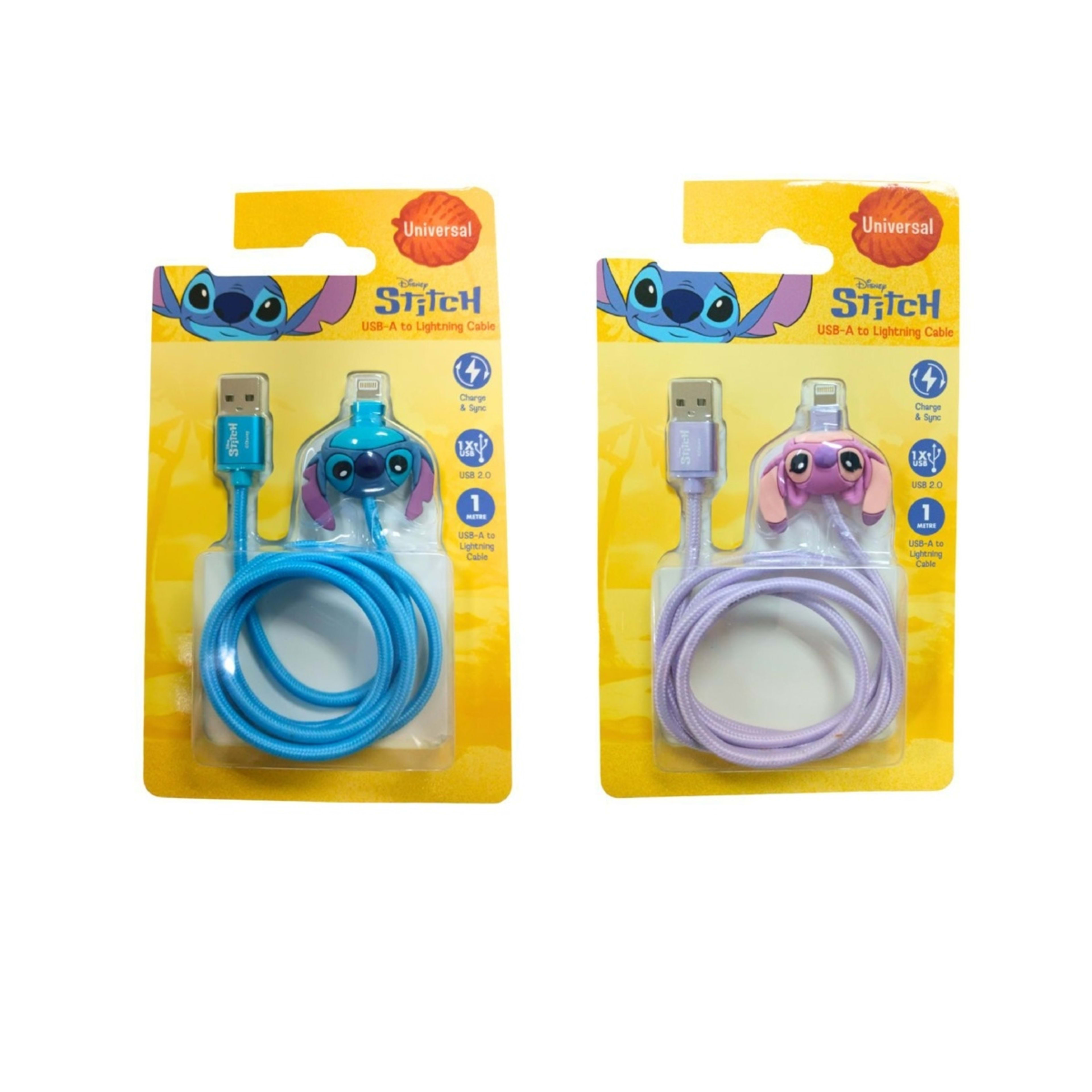 1 Disney Lilo & Stitch USB-A to Lightning Charging Cable - Assorted