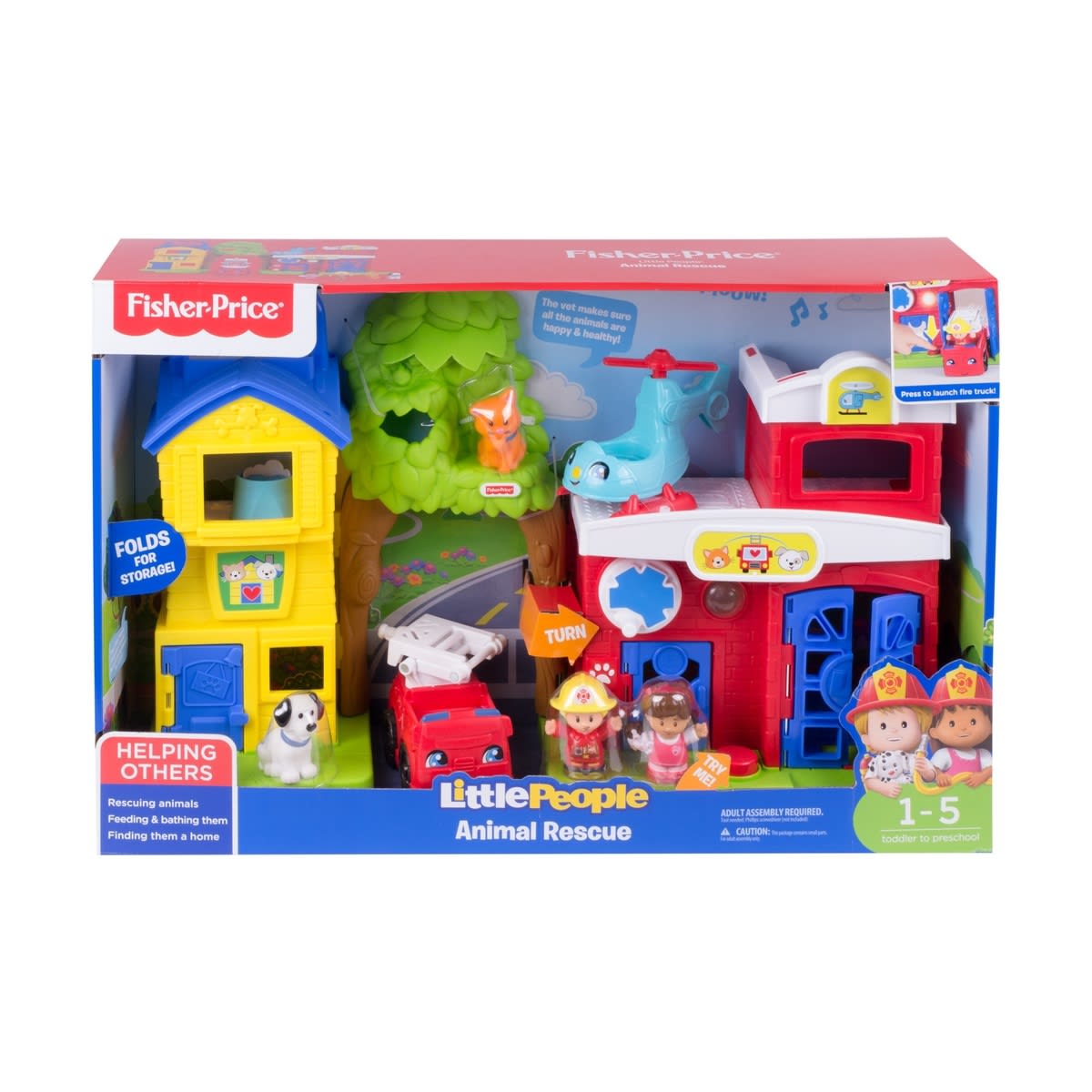 Fisher Price Little People Animal Rescue Fire station fire truck dog cat kitten 