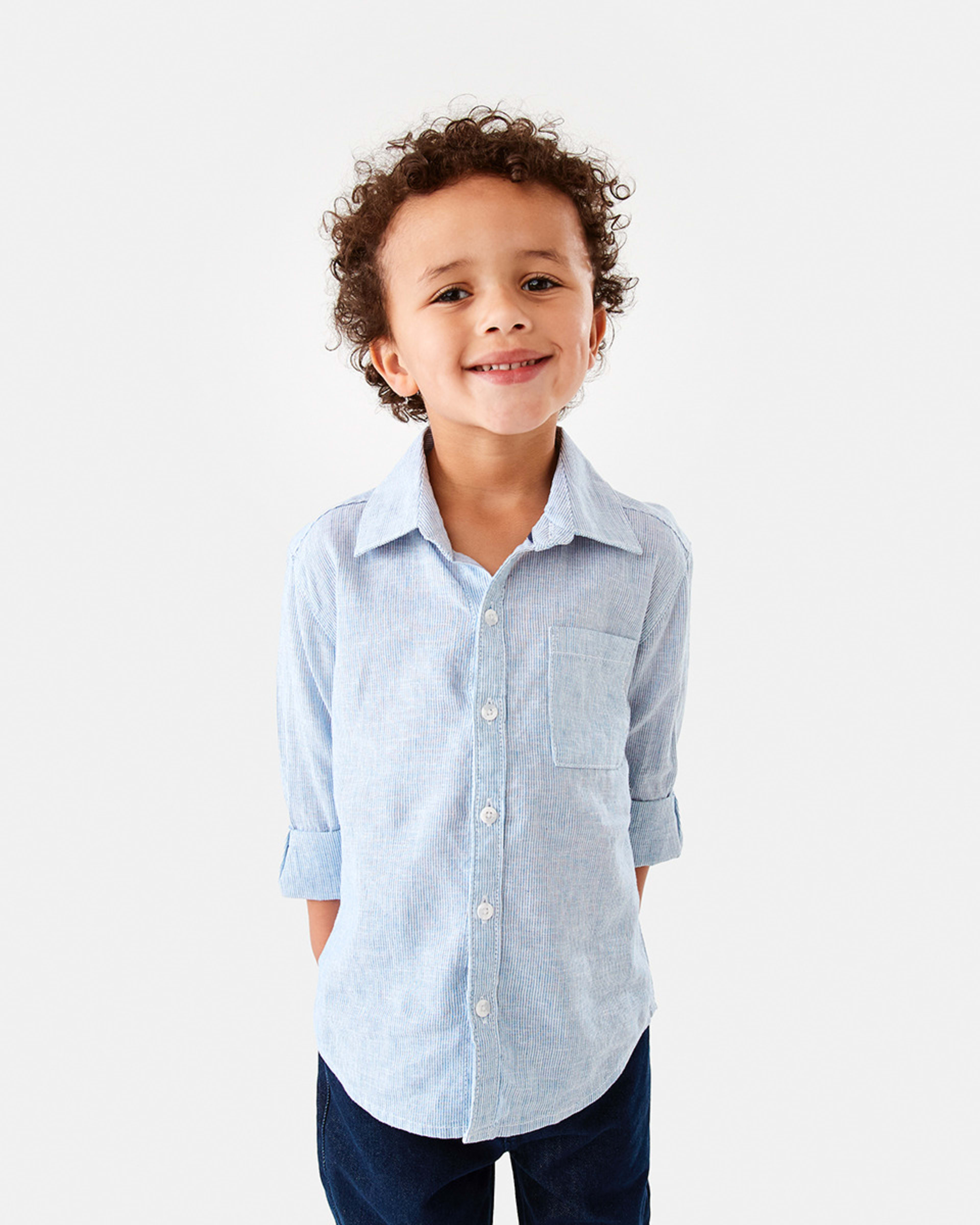 1 Long Sleeve Linen Shirt Stripe
