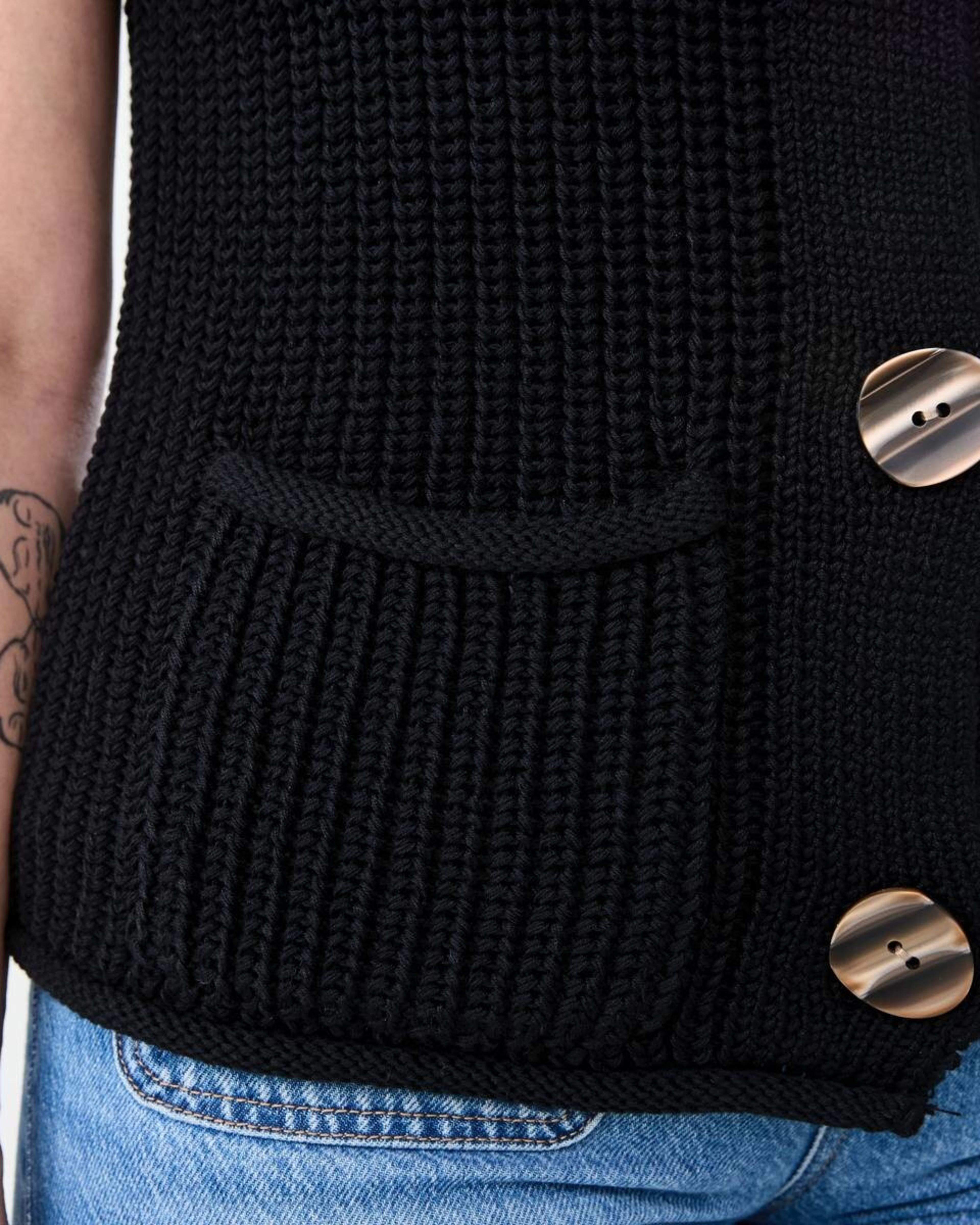 6 Fisherman Rib Vest BLACK, 6 of 6