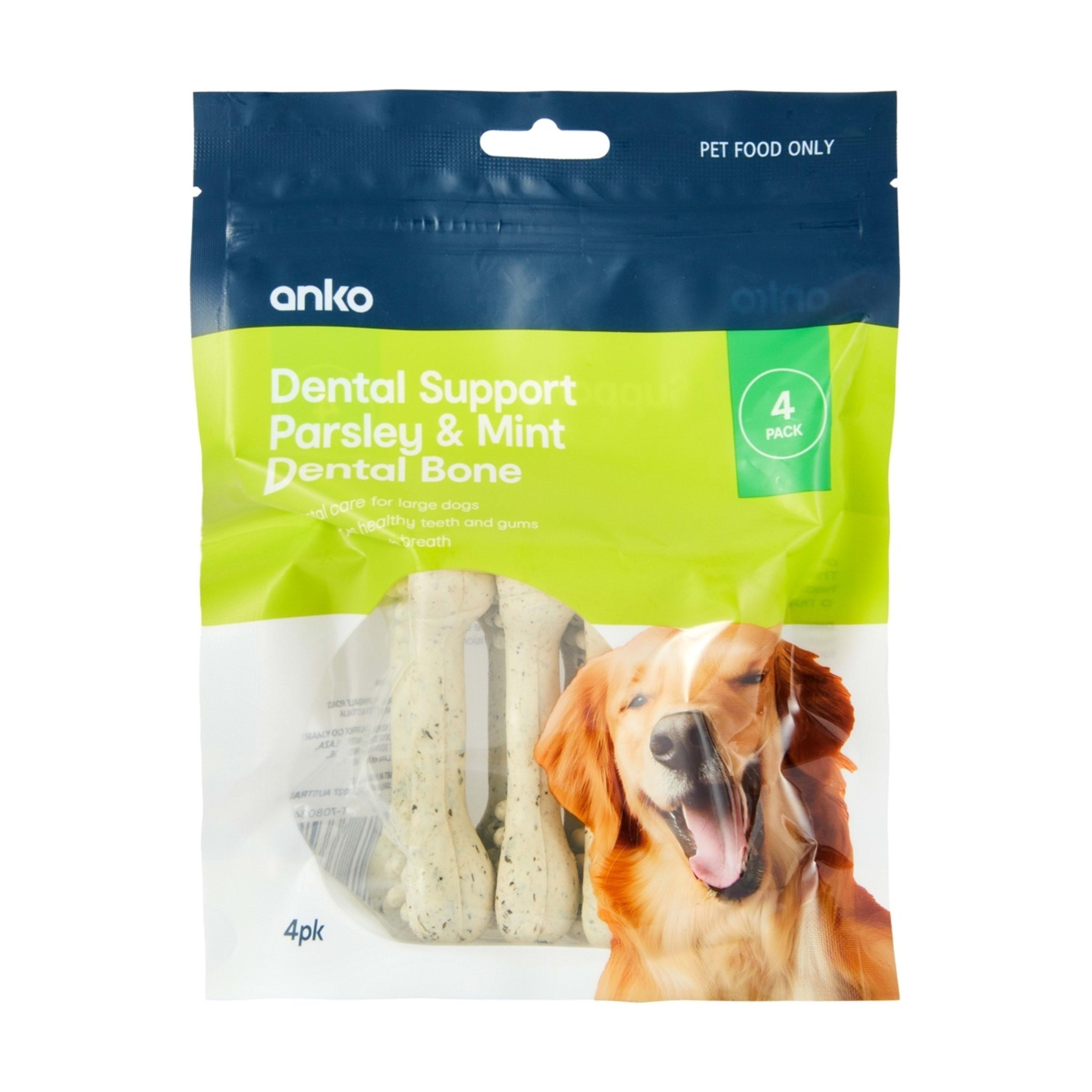 1 4 Pack Pet Treat Dental Bones Parsley and Mint - Large