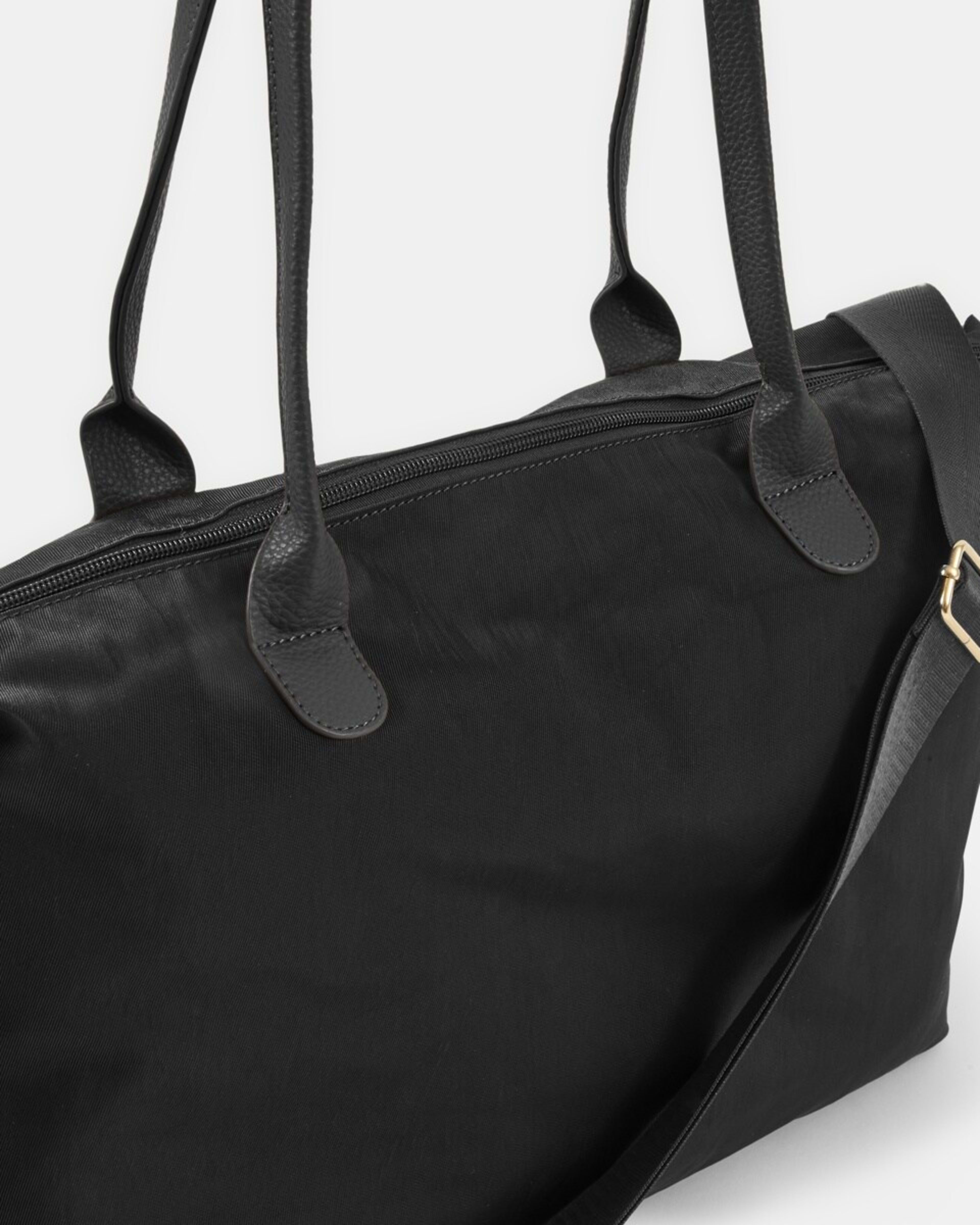 3 Woven Nylon Tote Bag Black, 3 of 5