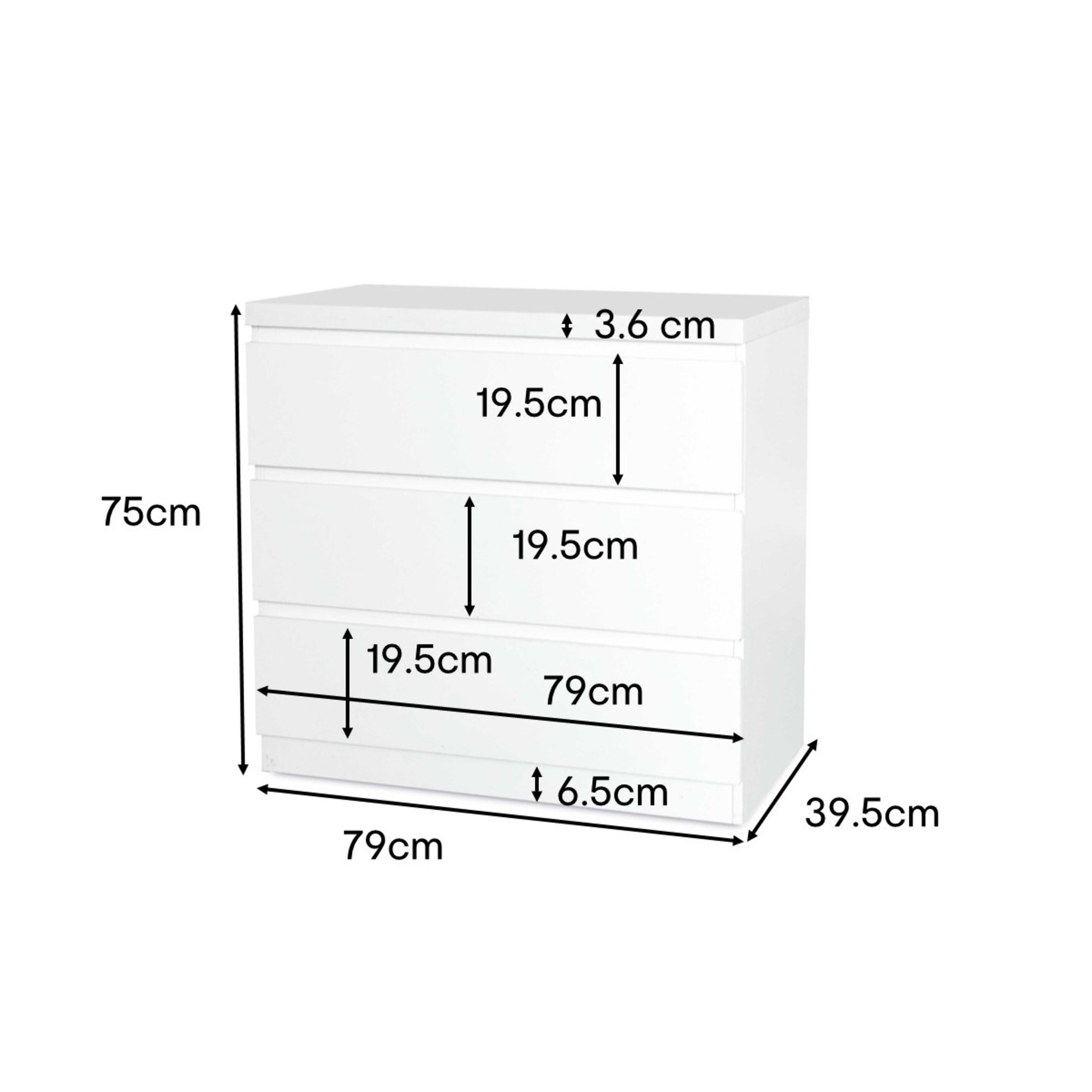 11 3 Drawer Unit - White, 11 of 11