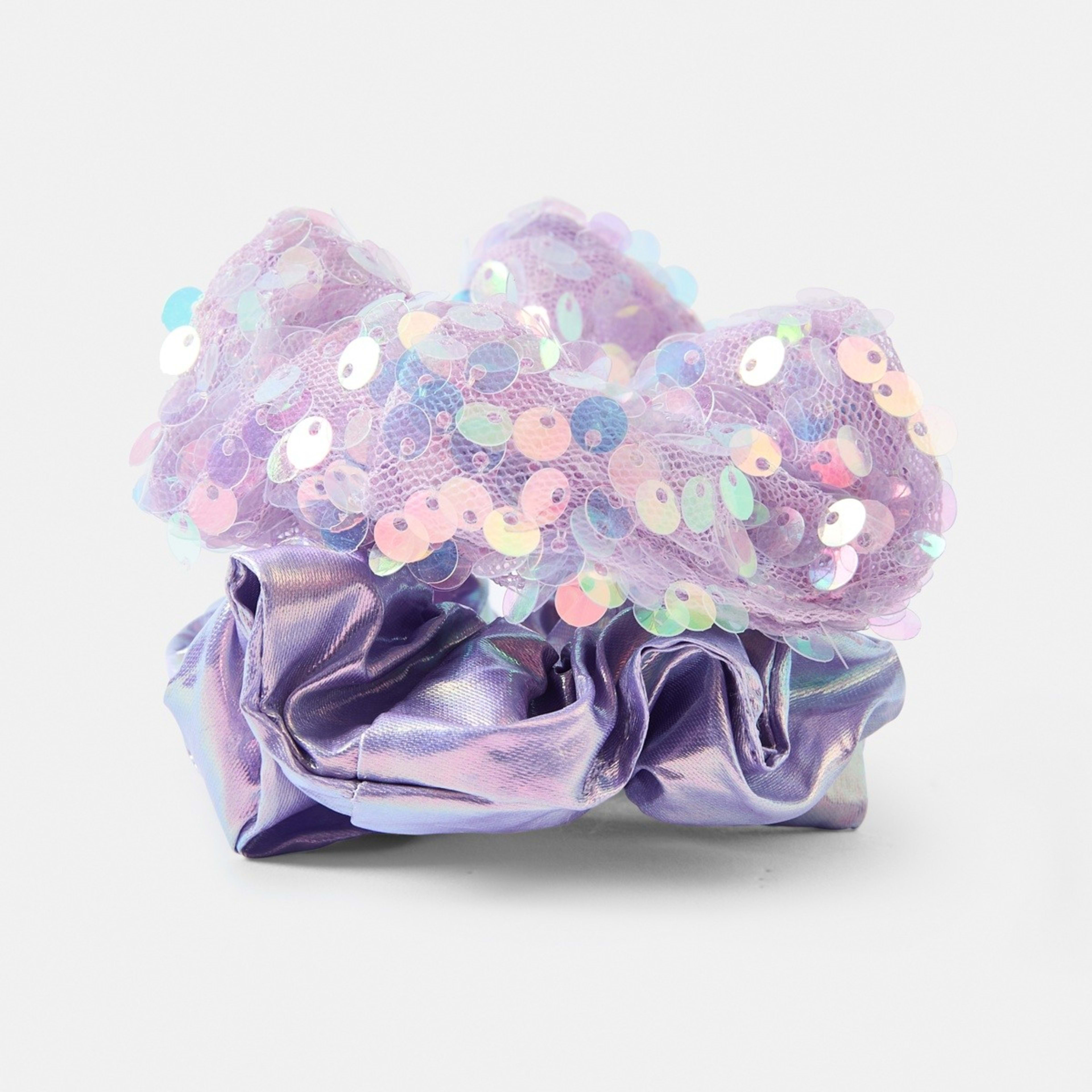 1 2 Pack Hair Scrunchies - Purple