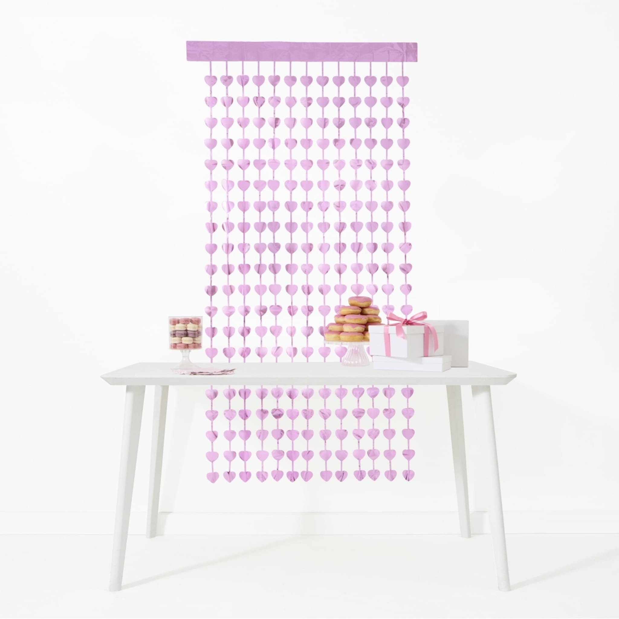 Heart Foil Curtain Backdrop Pink 190cm By 91cm Party Accessory main image 1