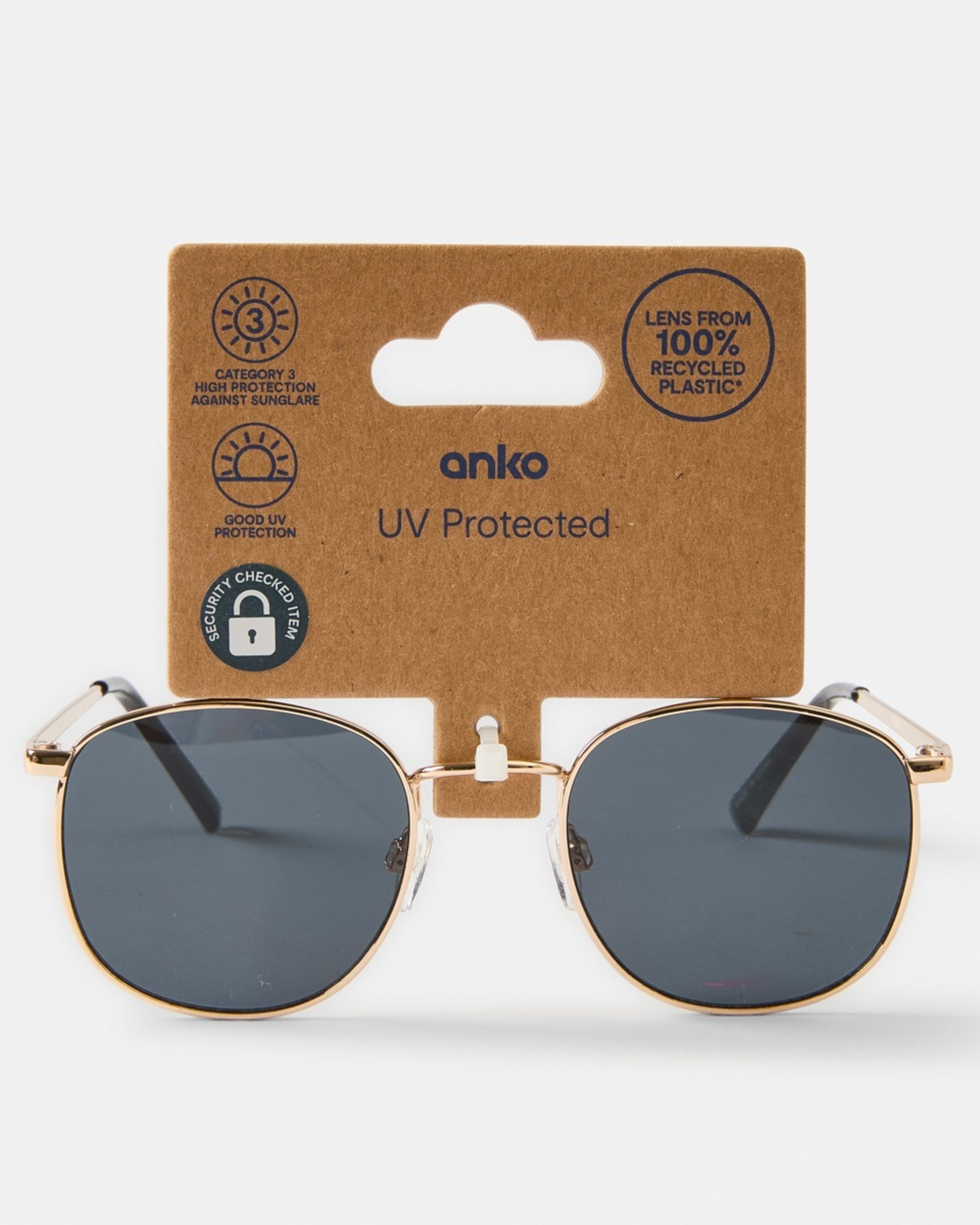 6 Classic Round Metal Sunglasses Gold, 6 of 6
