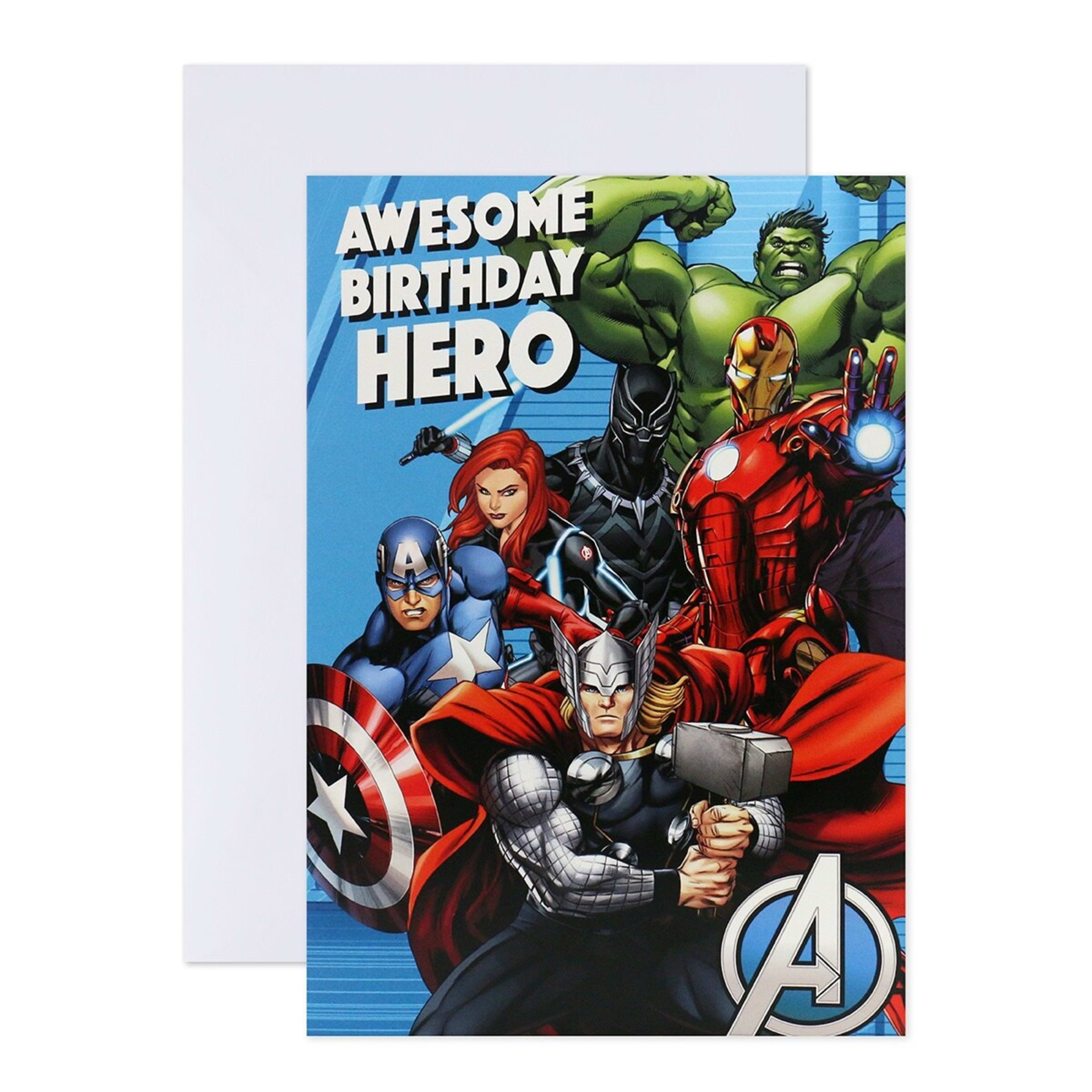 1 Hallmark Interactive Sound Marvel Avengers Birthday Card - Awesome Birthday Hero