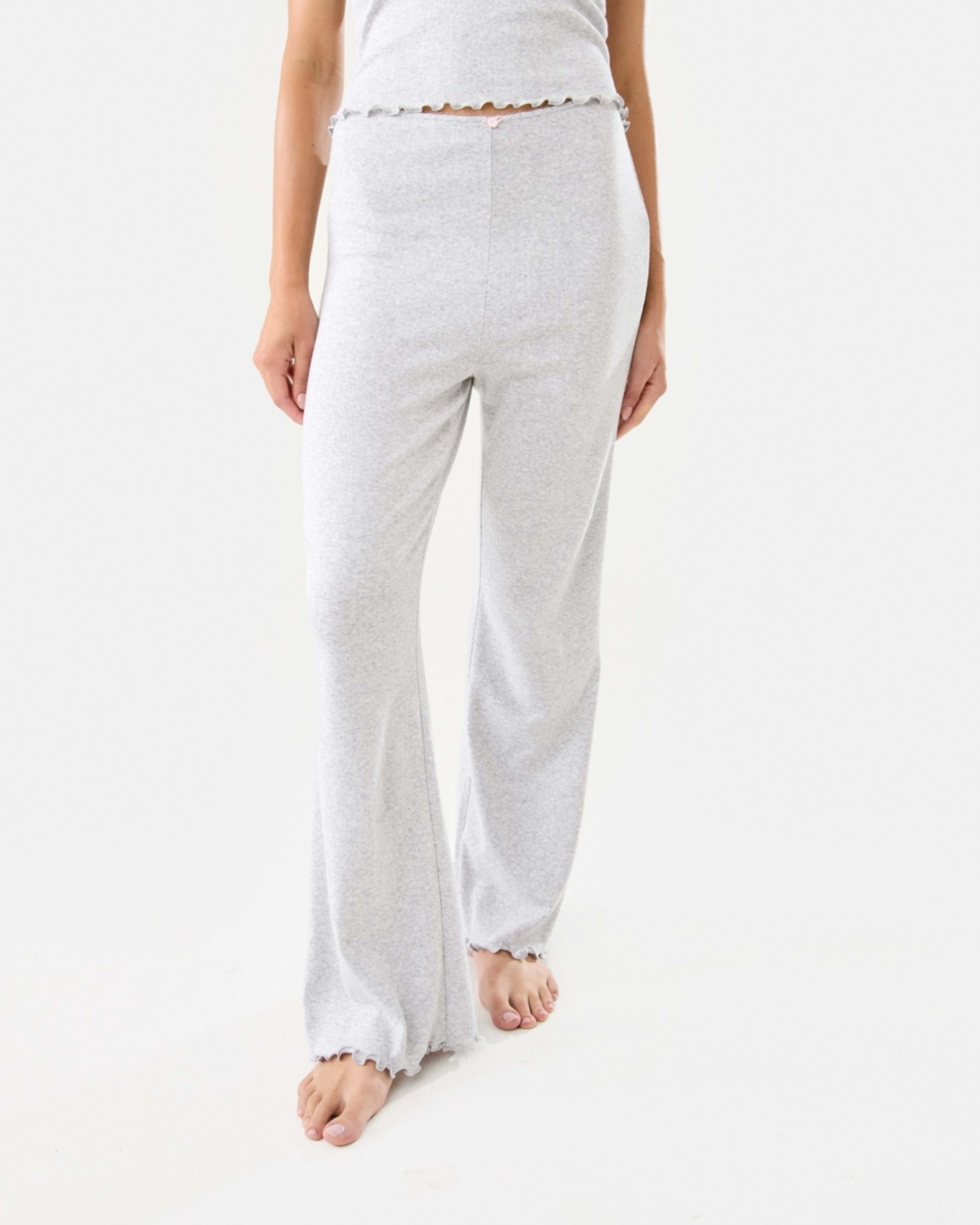 1 Pointelle Flared Pants Slvr Marle