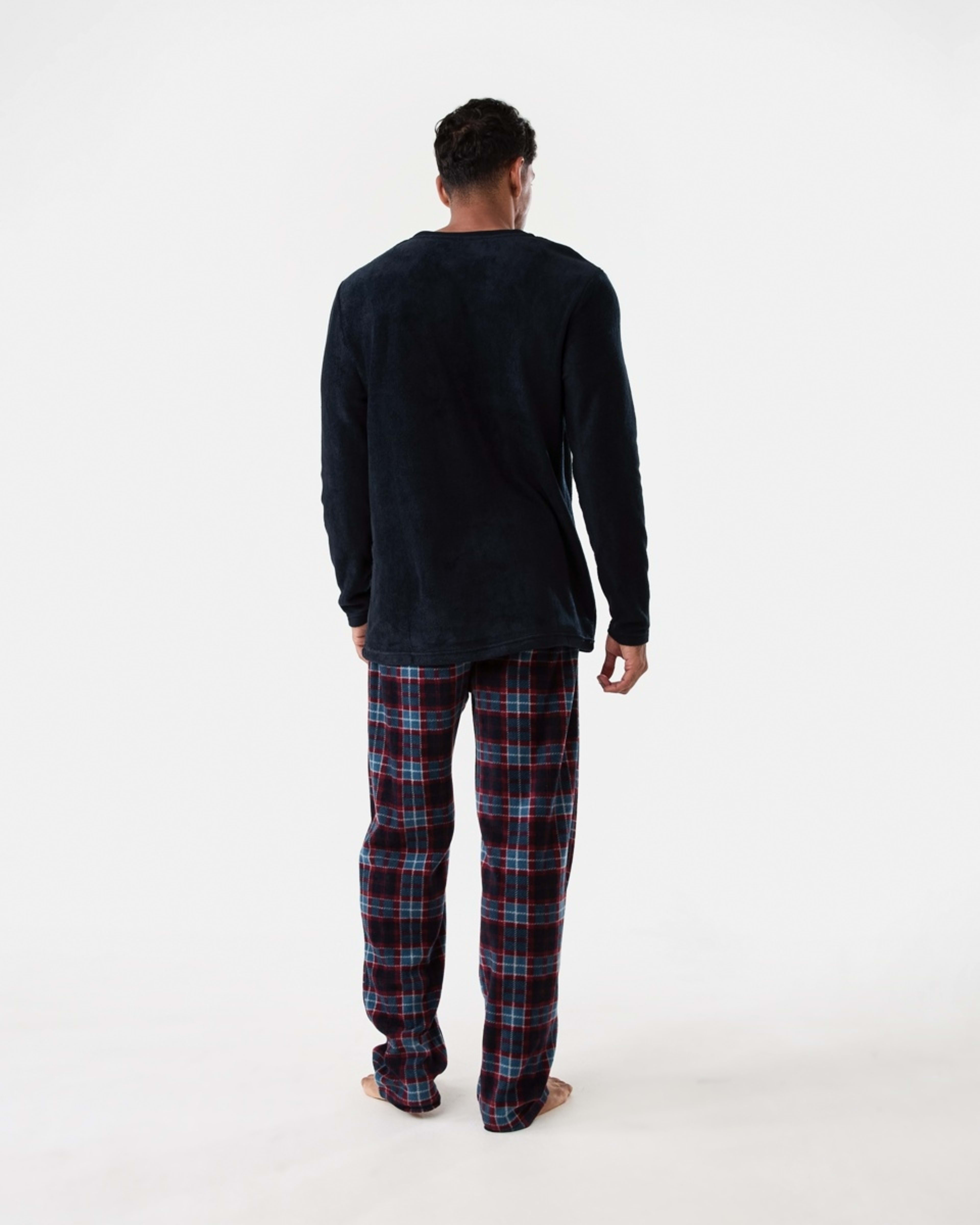 3 Long Sleeve Fleece Pyjama Set Falls Check, 3 of 7