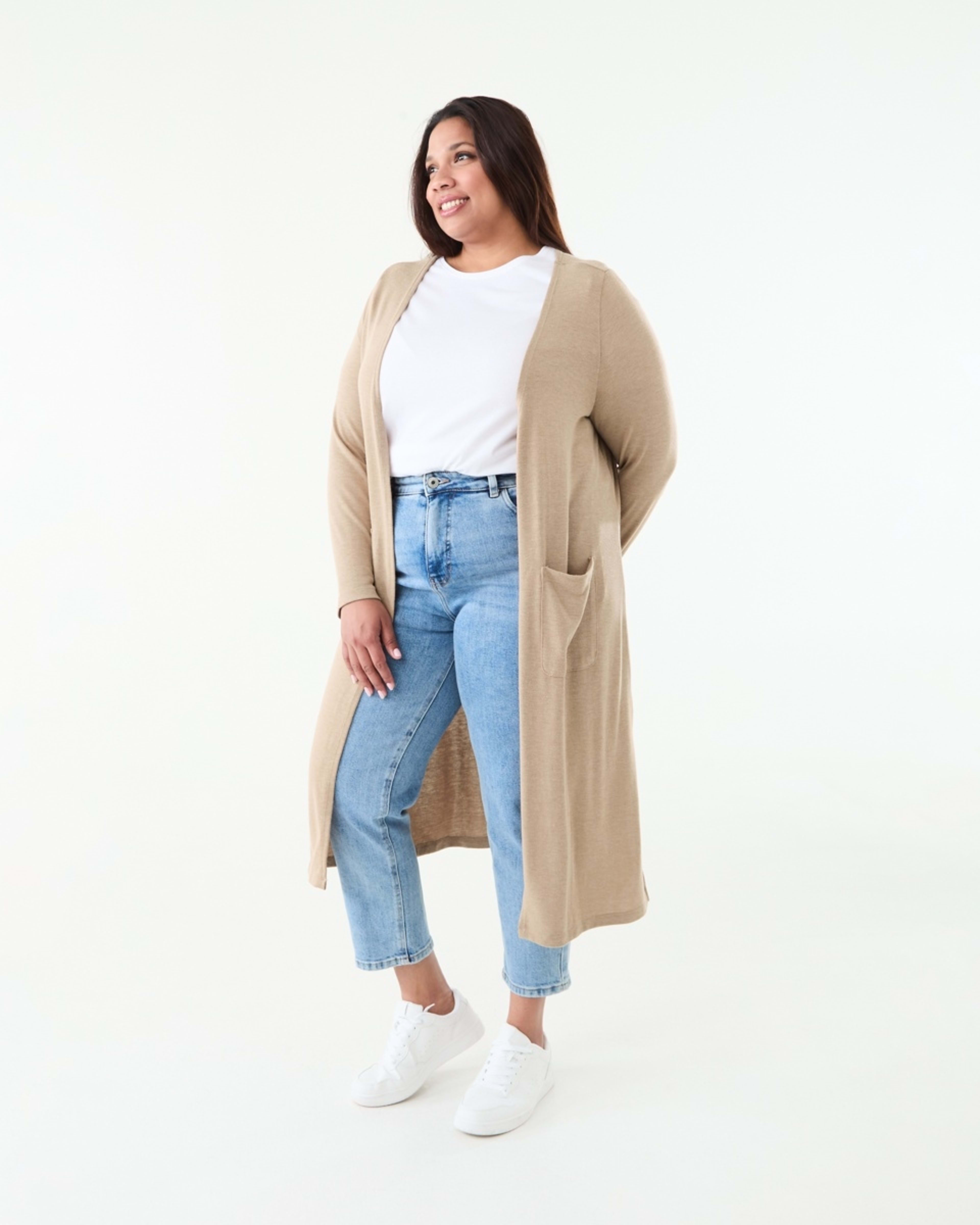 2 Curve Longline Pocket Cardigan Sandstone, 2 of 6