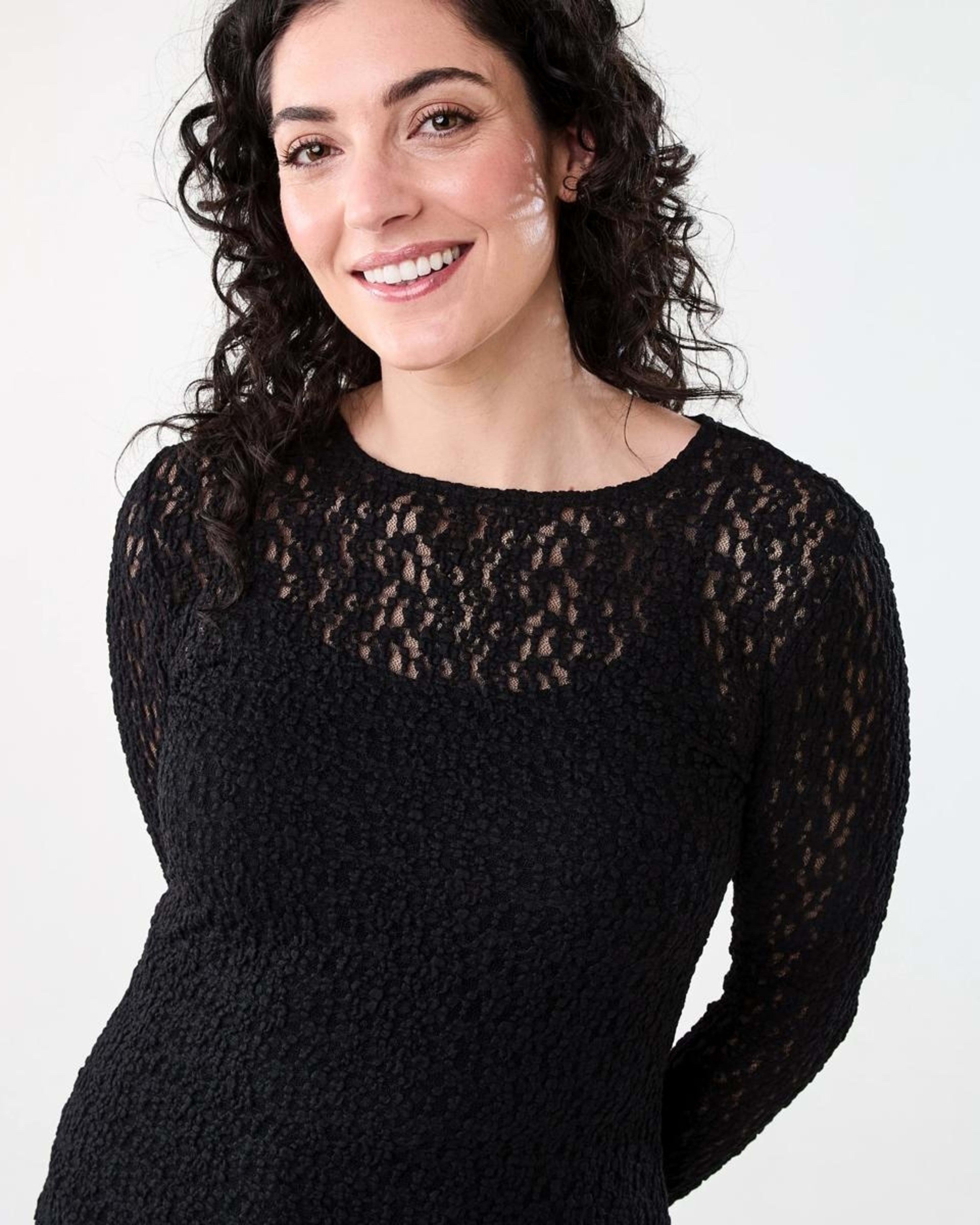 4 Long Sleeve Lace Top BLACK, 4 of 5