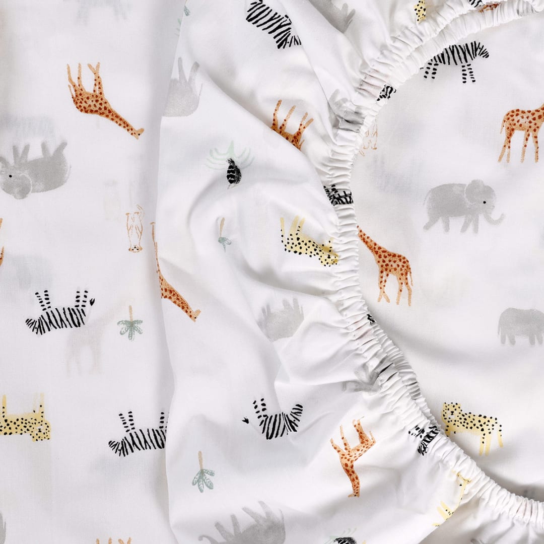 2 Pack Organic Cotton Fitted Cot Sheets Safari Kmart