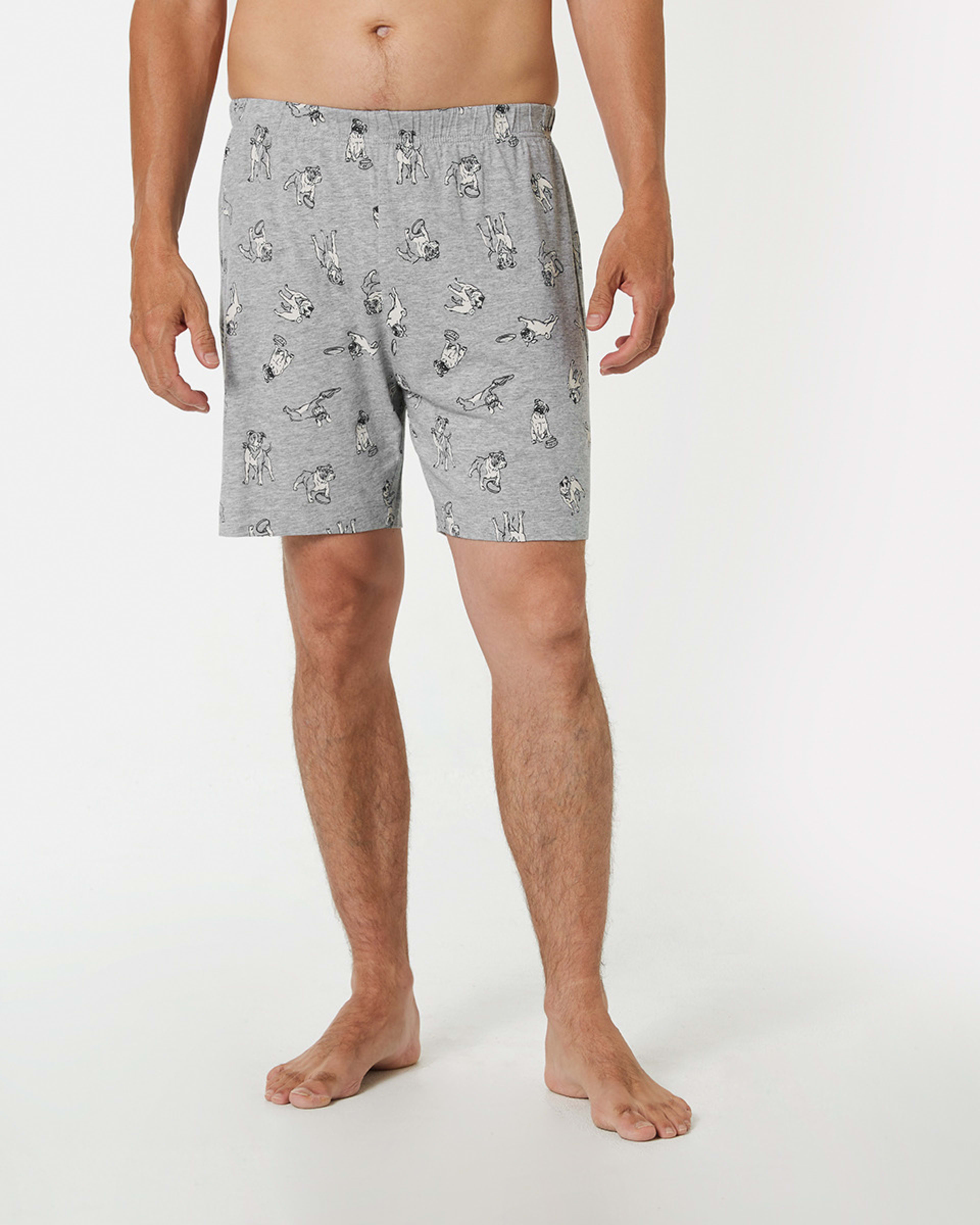 1 Jersey Print Sleep Shorts Dog Park Gray Marle, 1 of 5