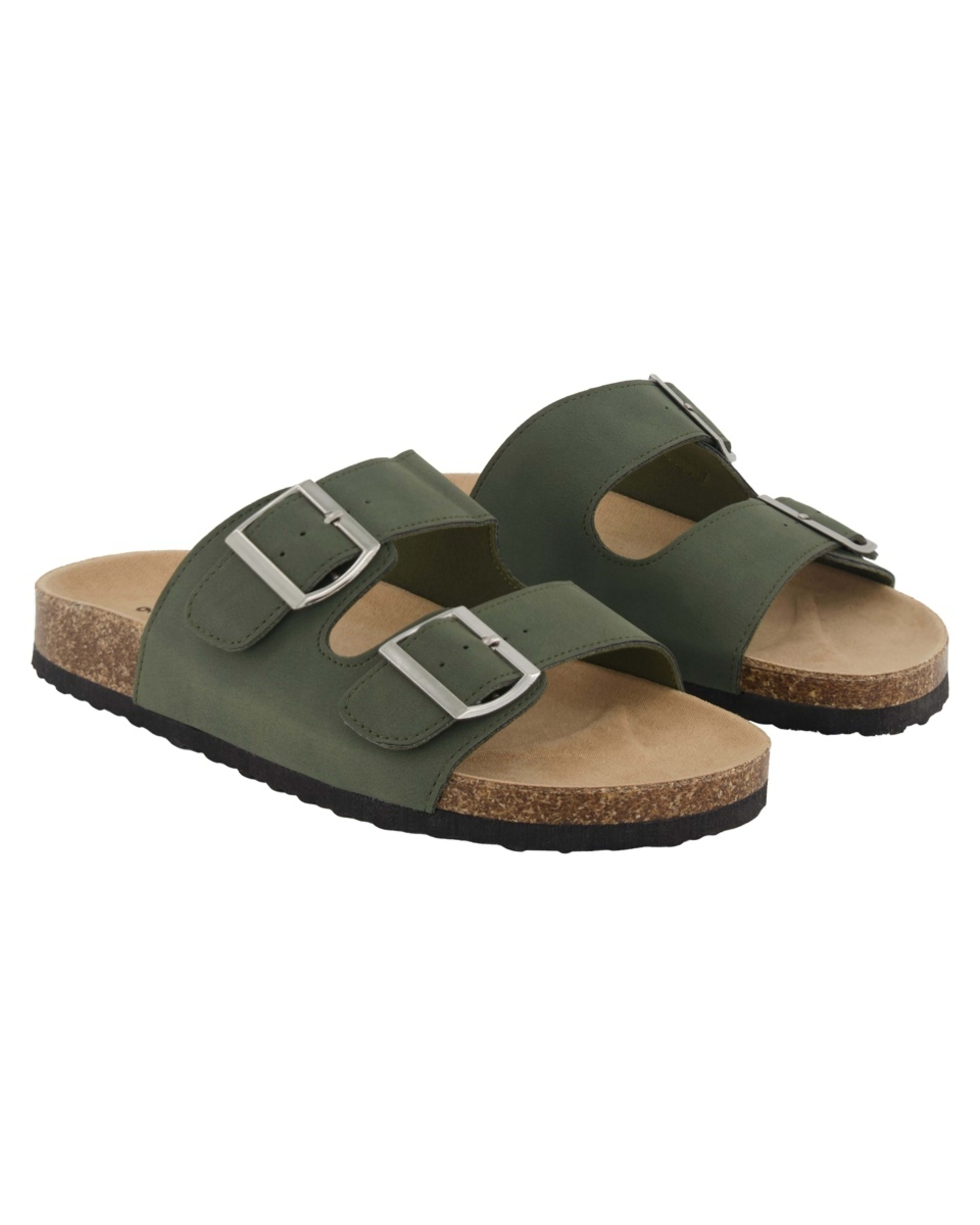 2 Two Band Buckle Footbed Slides Grn Beetle, 2 of 3